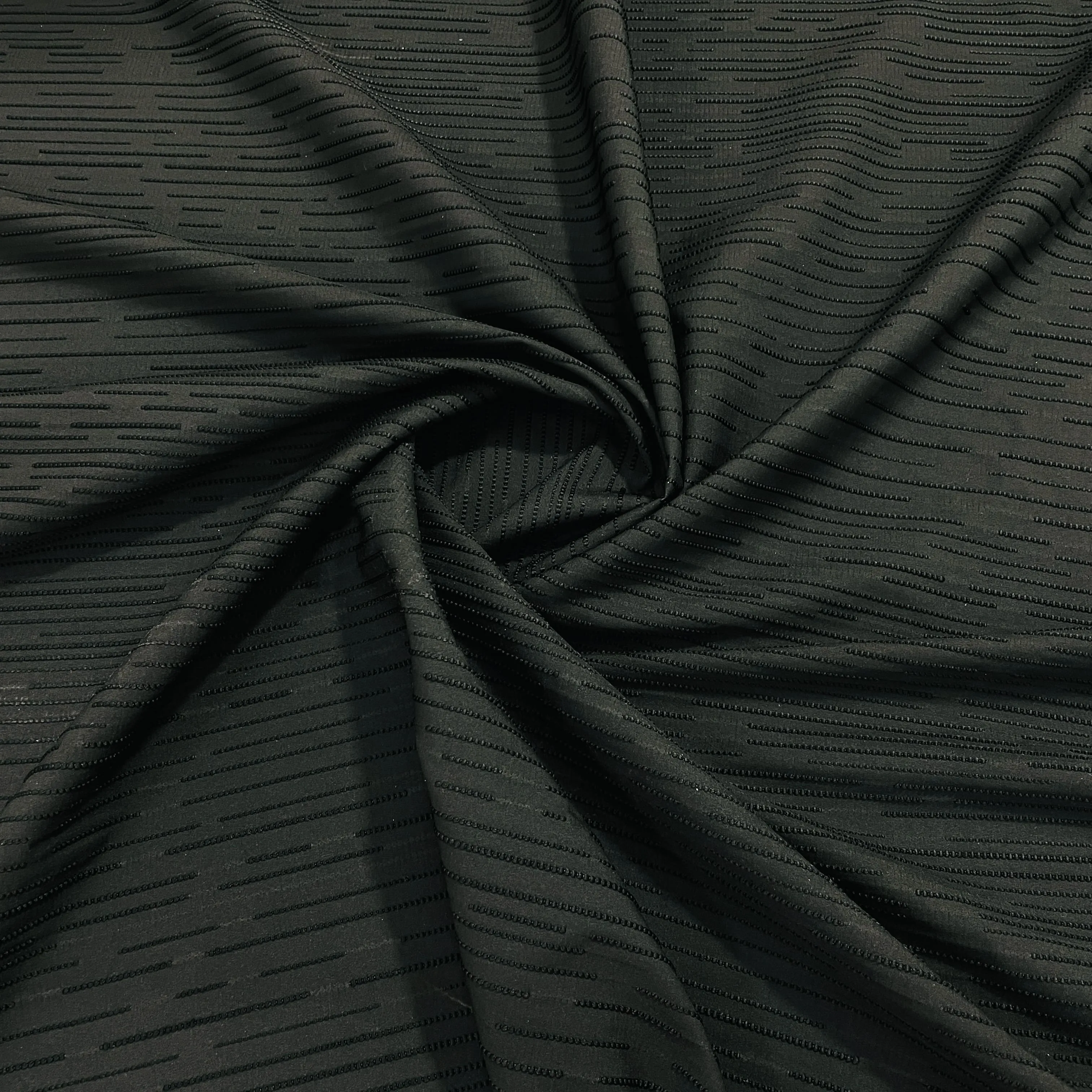Black Stripe Dobby Satin Fabric
