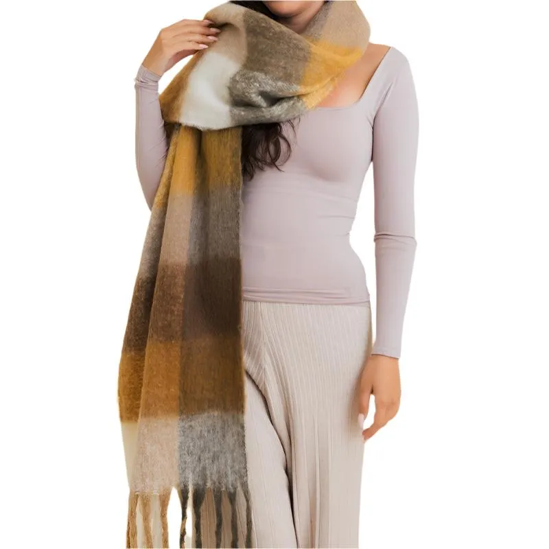 Blanket Scarf - Patterned Mustard