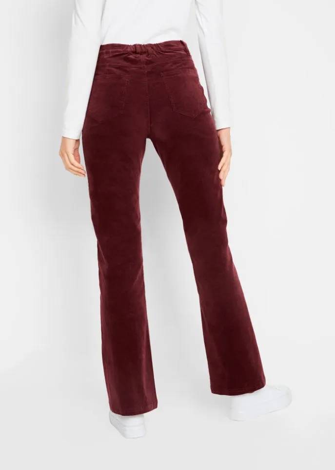 Bpc Bonprix Collection Stretch Corduroy Flare Pants with Comfortable High Waist Belt ,  red