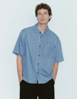 Button Up Loose Denim Shirt