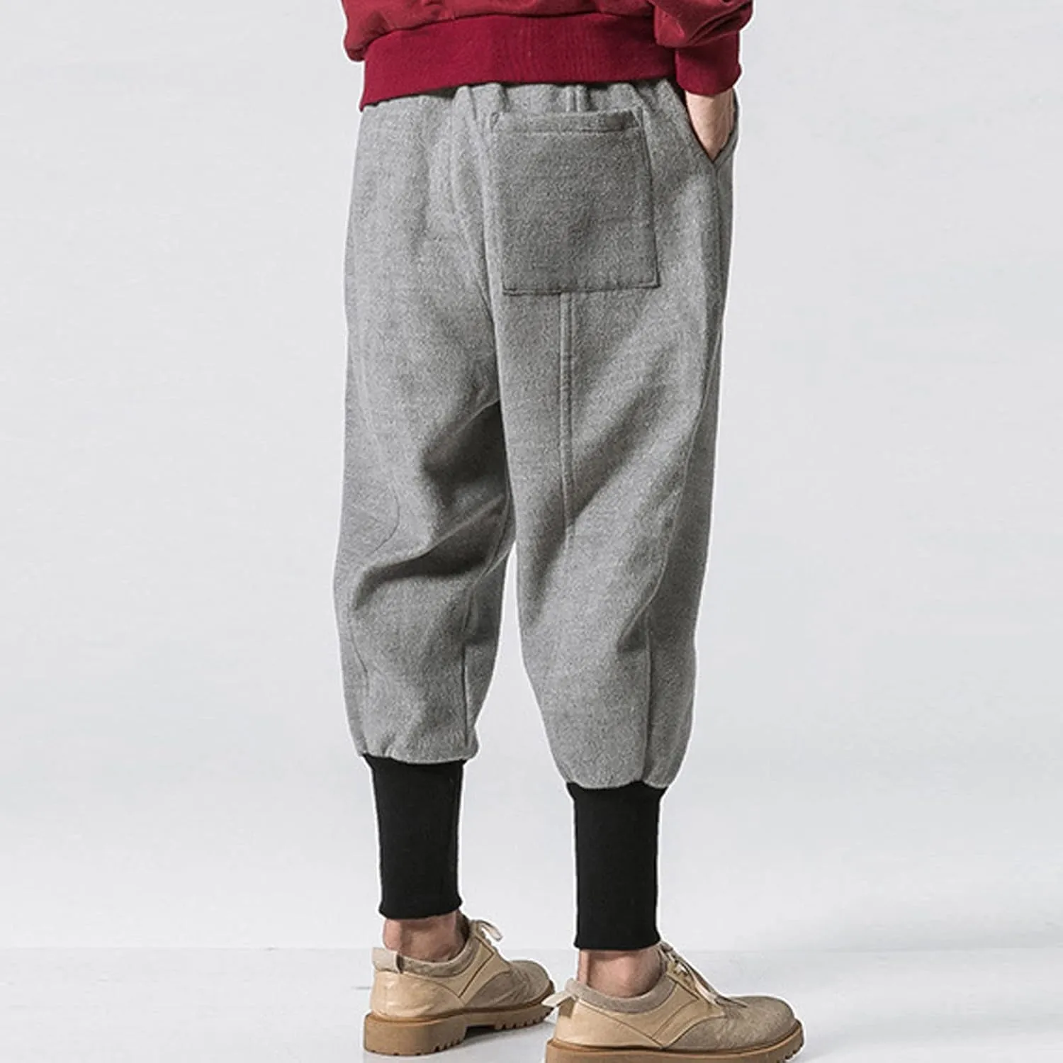 Cargo Pants for Men Relaxed Fit Mens Cargo Pants Waist Solid Color Pants Pocket Loose Fleece Casual Pants Men Fashion