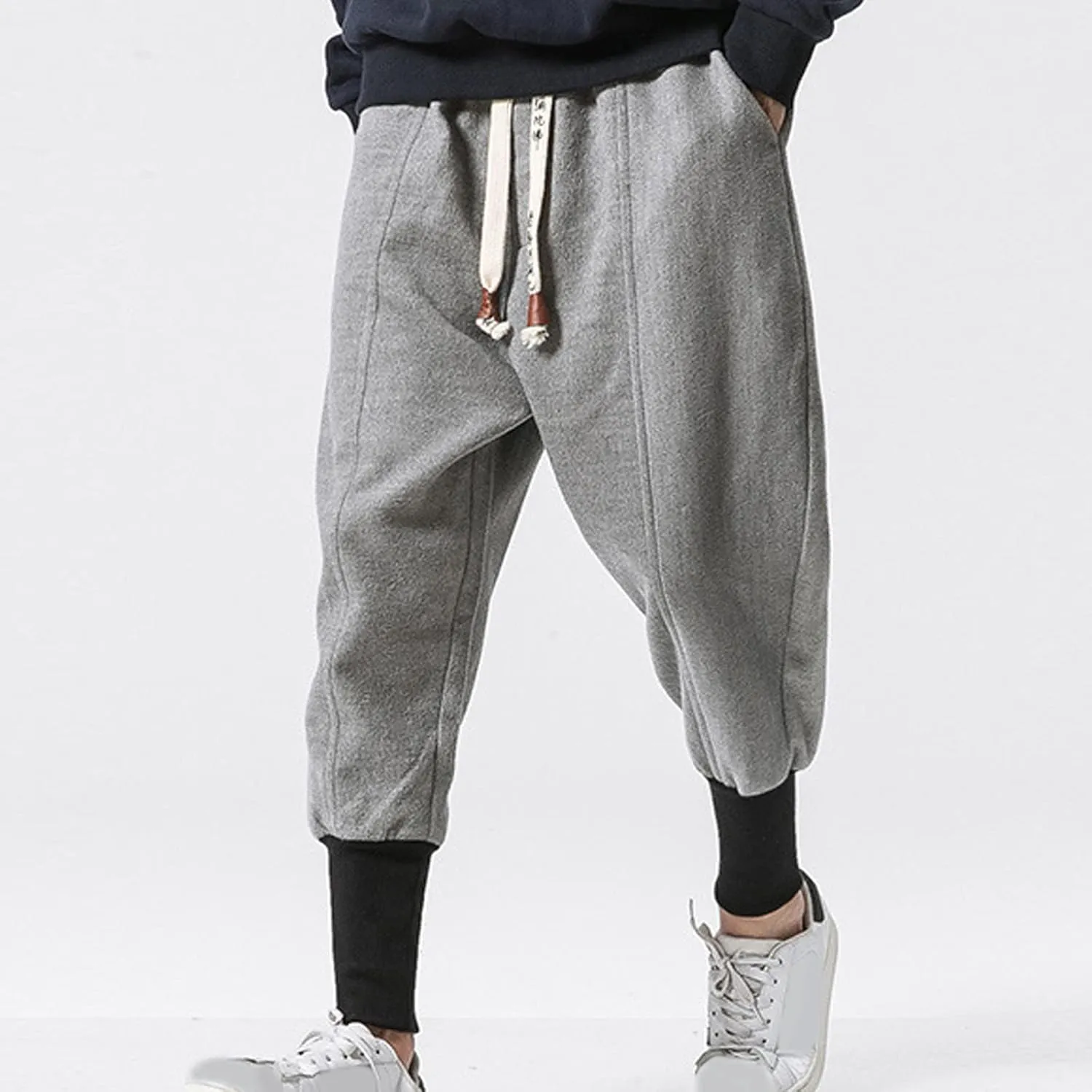 Cargo Pants for Men Relaxed Fit Mens Cargo Pants Waist Solid Color Pants Pocket Loose Fleece Casual Pants Men Fashion