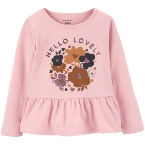 Carter's Toddlers Girls Hello Lovely Peplum Tee Pink 2M821610