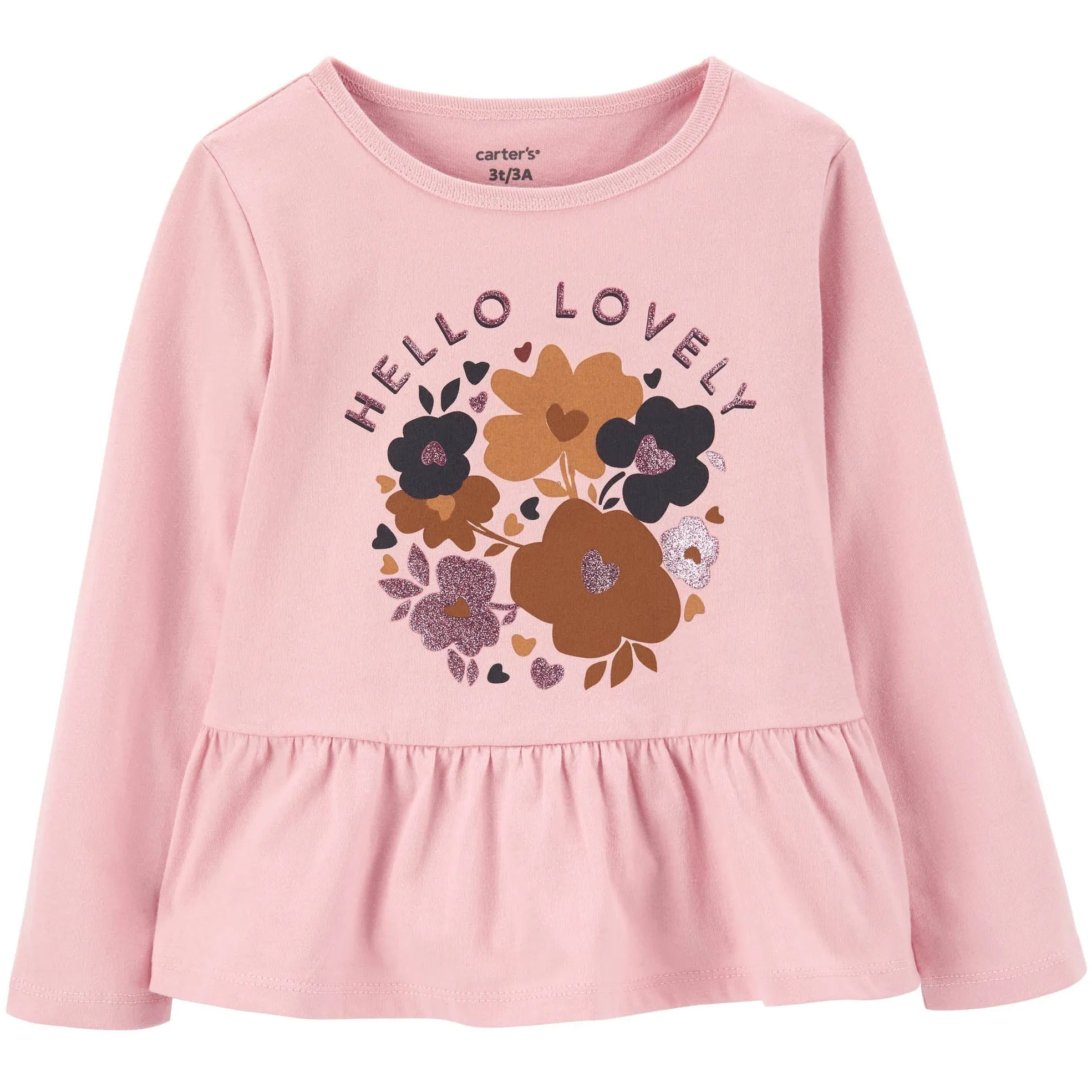 Carter's Toddlers Girls Hello Lovely Peplum Tee Pink 2M821610
