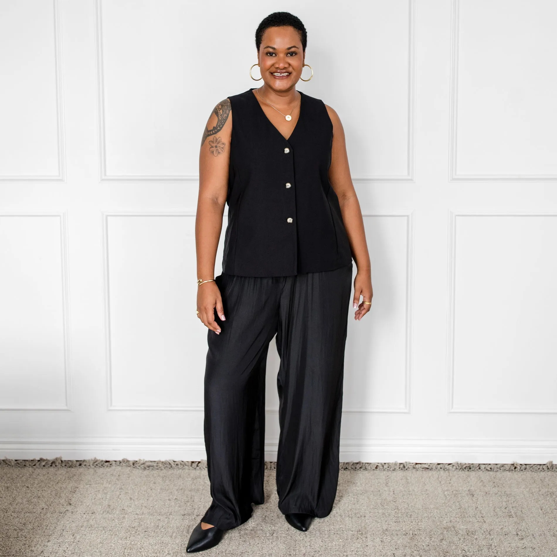Cecile relaxed technical pant - black