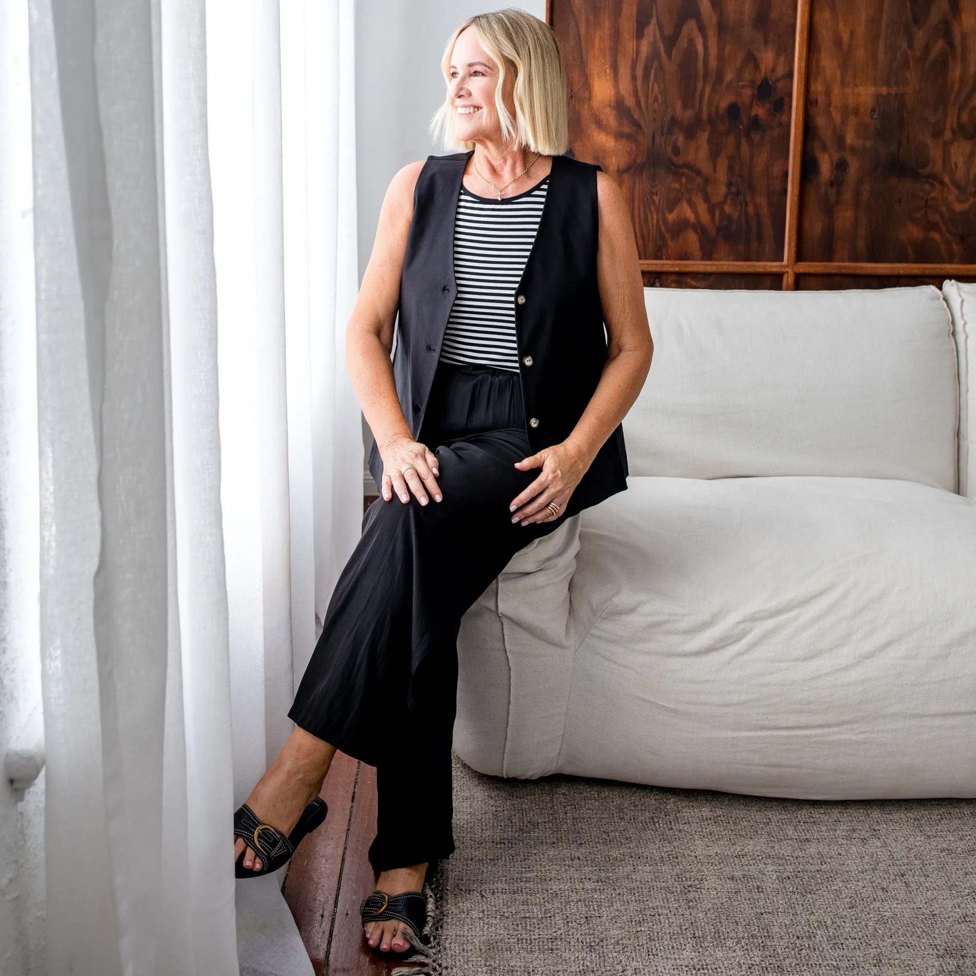 Cecile relaxed technical pant - black