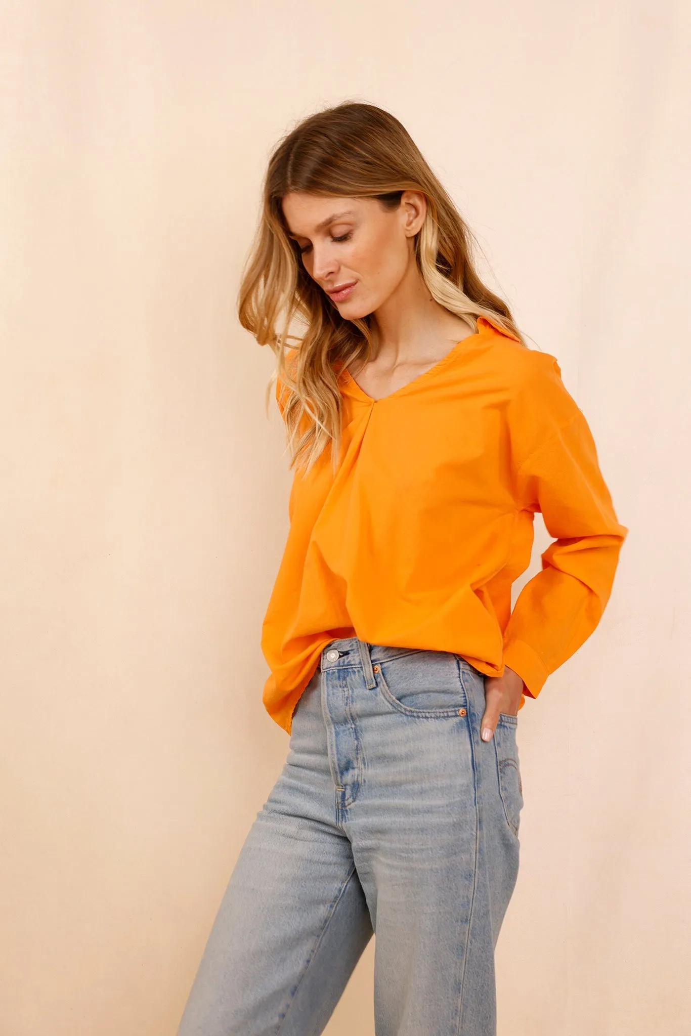 Chemise ASANA orange - 100% Voile de Coton