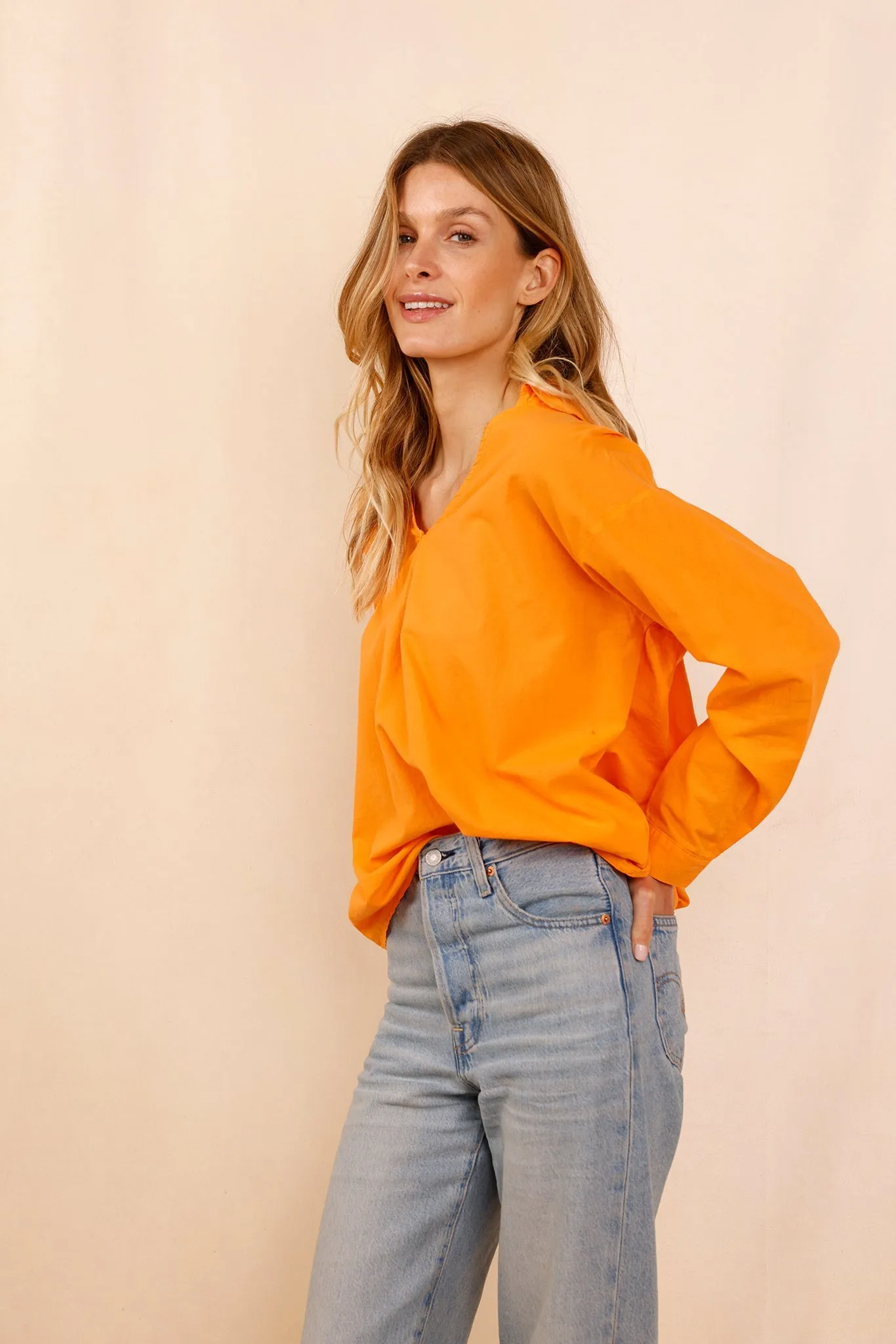 Chemise ASANA orange - 100% Voile de Coton