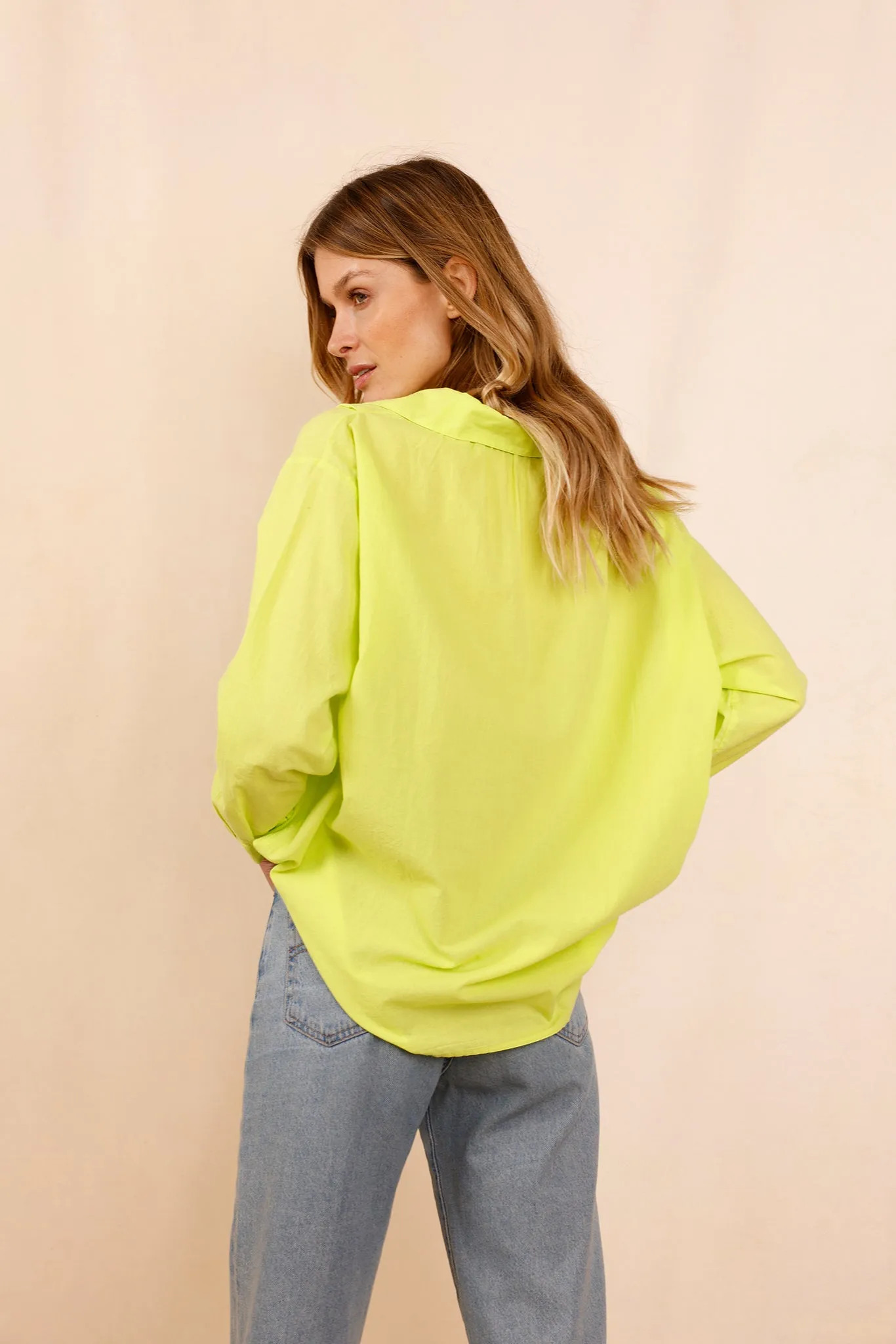 Chemise ASANA vert fluo - 100% Voile De Coton