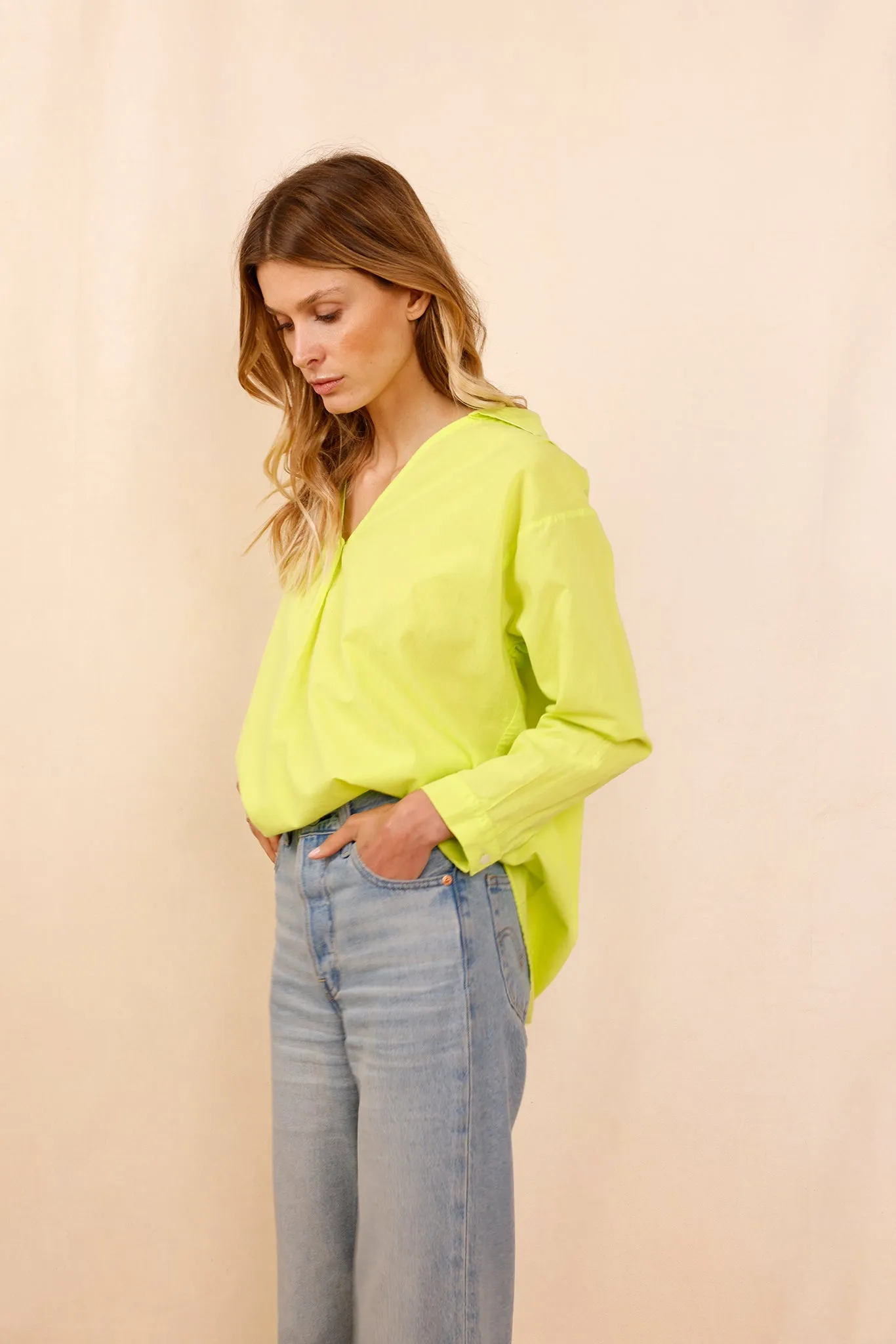 Chemise ASANA vert fluo - 100% Voile De Coton