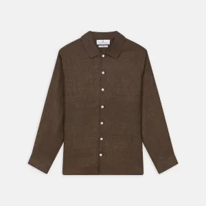 Chocolate Brown Linen Holiday Fit Fellows Shirt