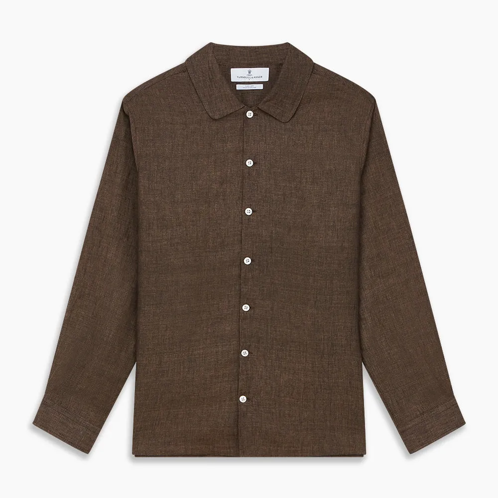 Chocolate Brown Linen Holiday Fit Fellows Shirt