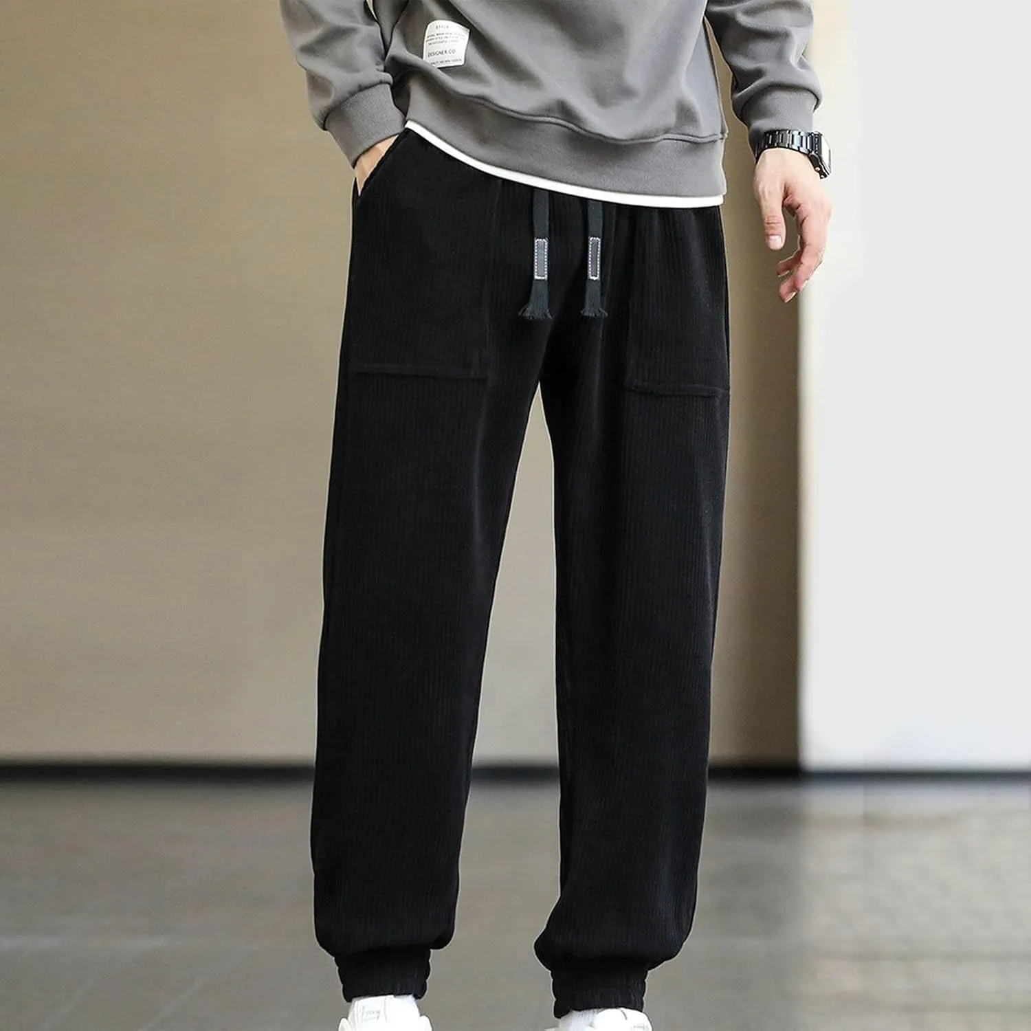 Comfortable Sweatpants for Men Mens Corduroy Joggers Pants Casual Cargo Pants Drawstring Elastic Athletic Lounge