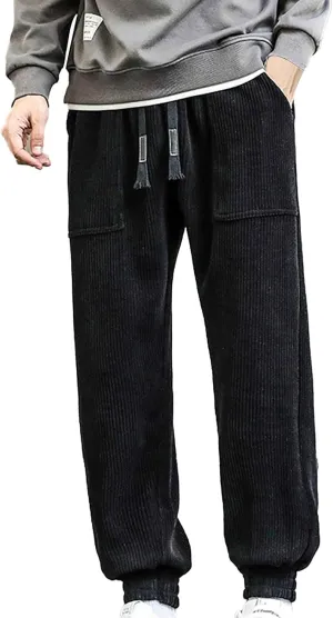 Comfortable Sweatpants for Men Mens Corduroy Joggers Pants Casual Cargo Pants Drawstring Elastic Athletic Lounge