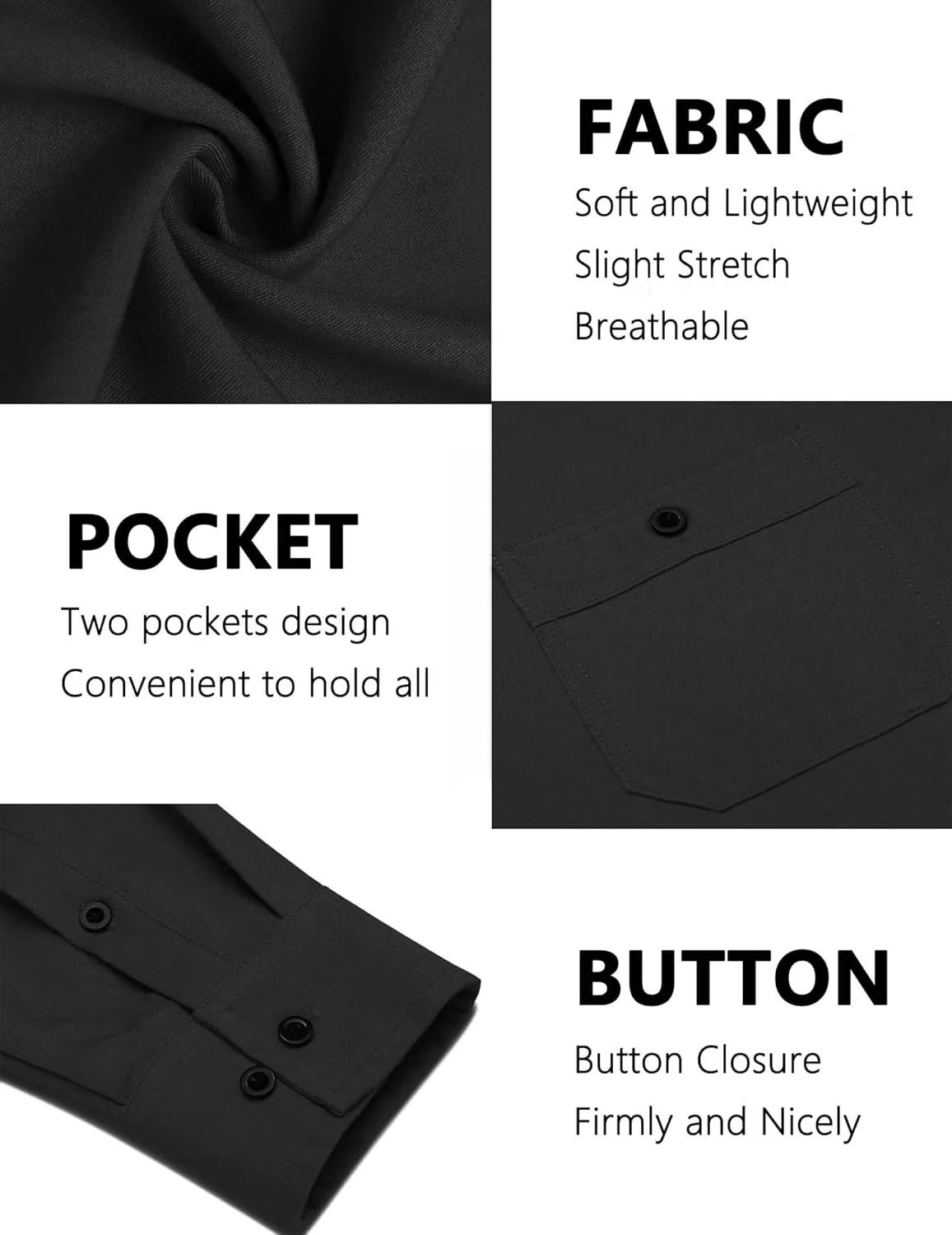 COOFANDY Mens Casual Button Down Shirts Long Sleeve Wrinkle Free Untucked Dress Shirts