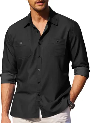 COOFANDY Mens Casual Button Down Shirts Long Sleeve Wrinkle Free Untucked Dress Shirts