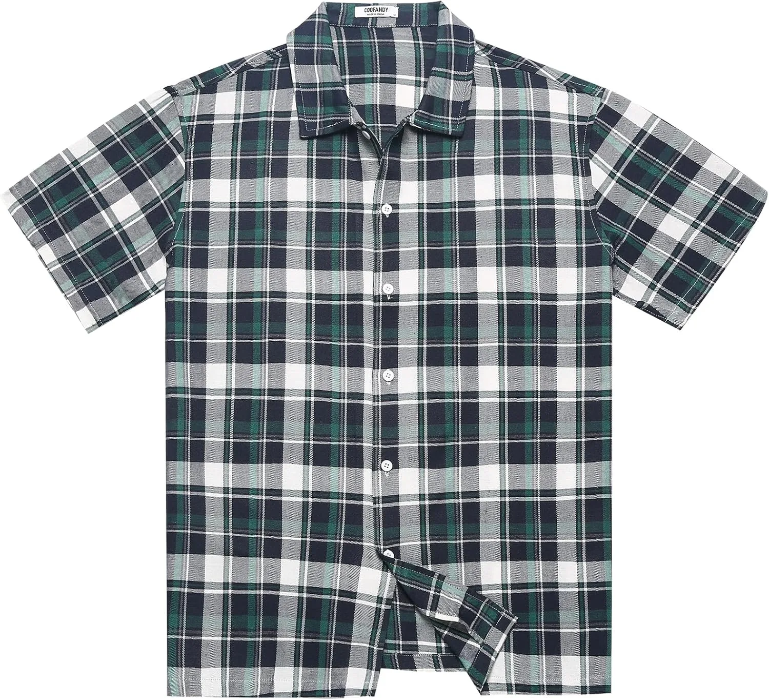 COOFANDY Mens Short Sleeve Button Down Shirt Plaid Button Up Shirts Casual 75% Cotton Work Shirts