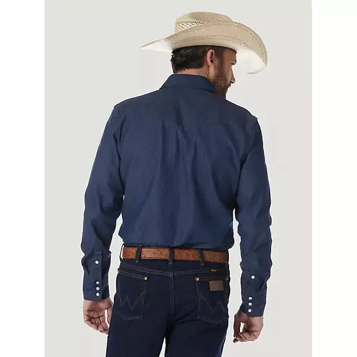 COWBOY CUT® FIRM FINISH LONG SLEEVE WESTERN SNAP SOLID WORK SHIRT IN BLUE