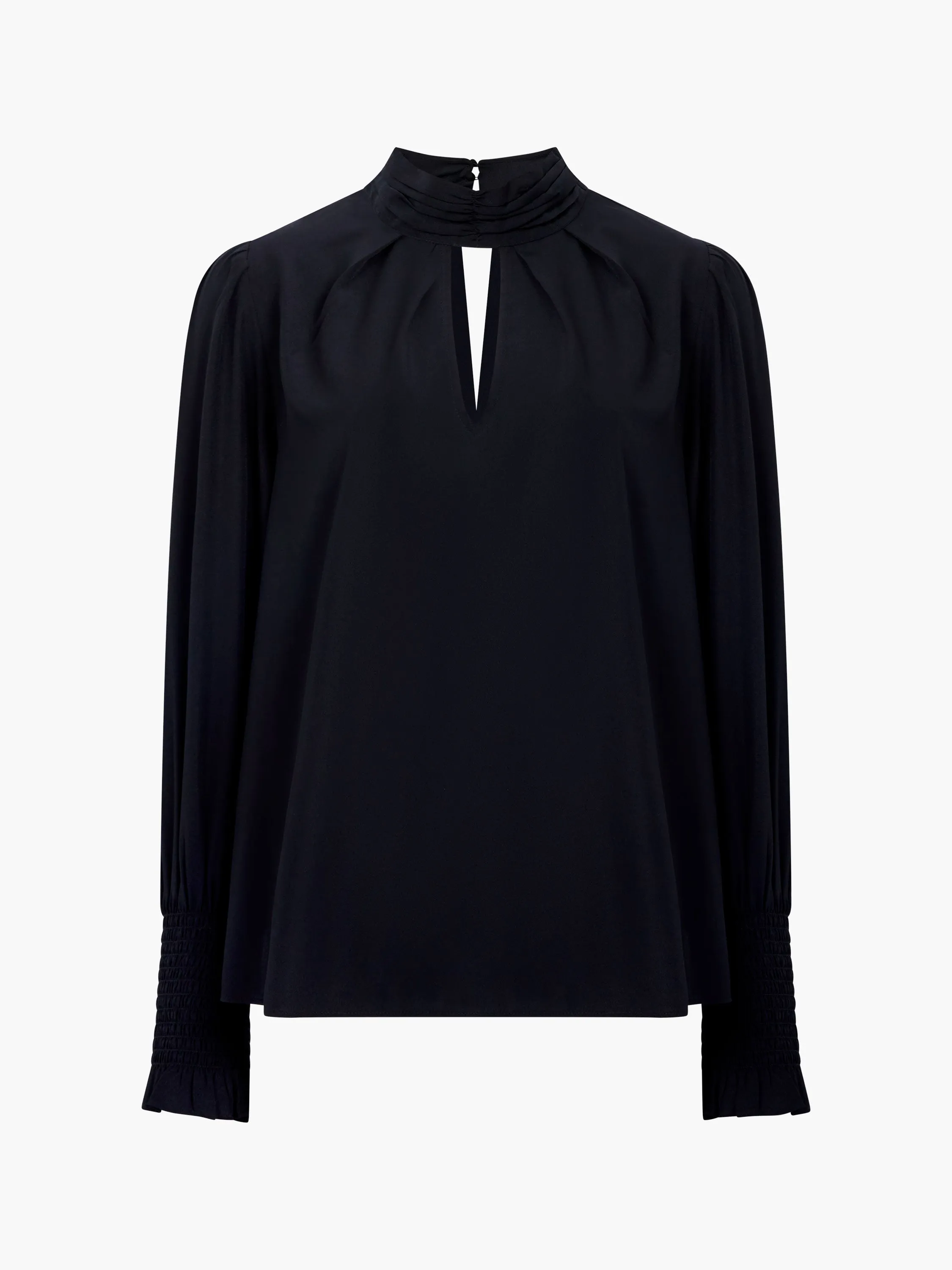 Crepe Light Keyhole Long Sleeve Blouse