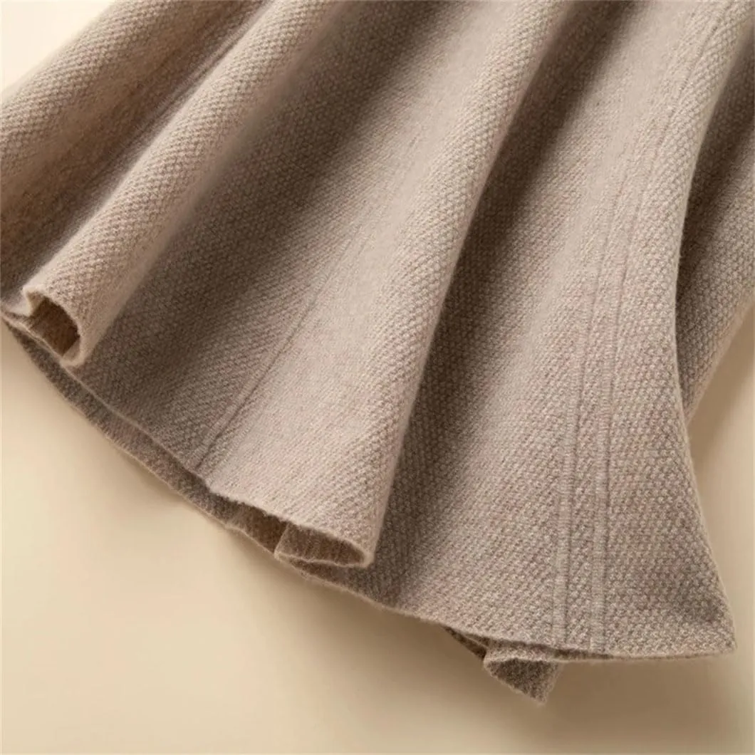 DBFBDTU Womens Wool Skirt Knitted Ribbed Knit A-Line Skirts Pleated Knit Sweater Midi Skirts