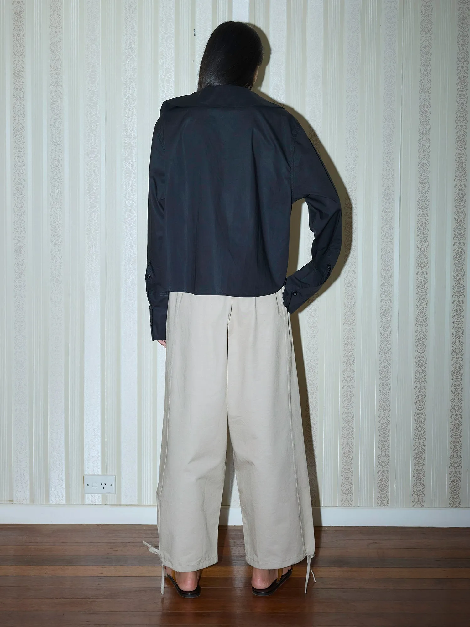 Deiji Studios Collared Tie Black Shirt