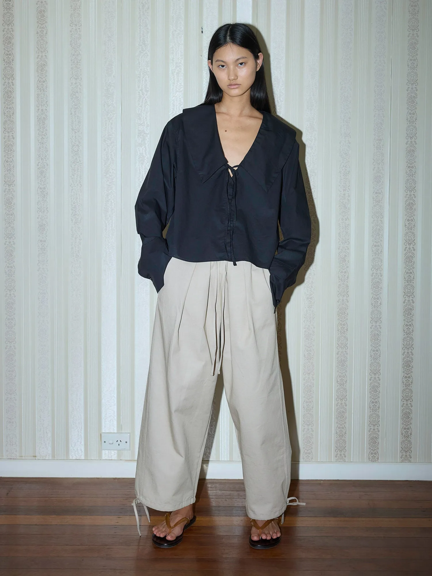 Deiji Studios Collared Tie Black Shirt