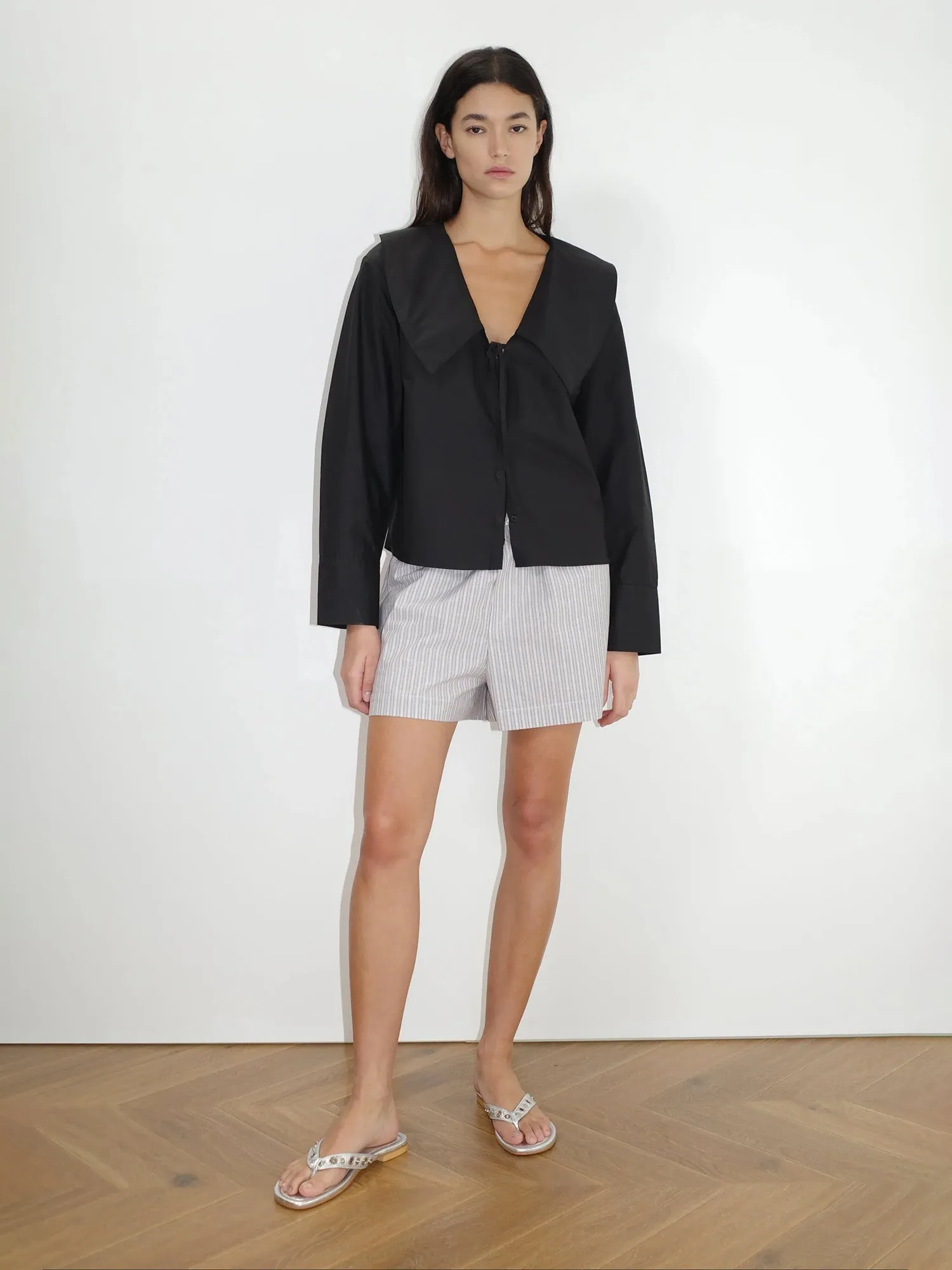 Deiji Studios Collared Tie Black Shirt