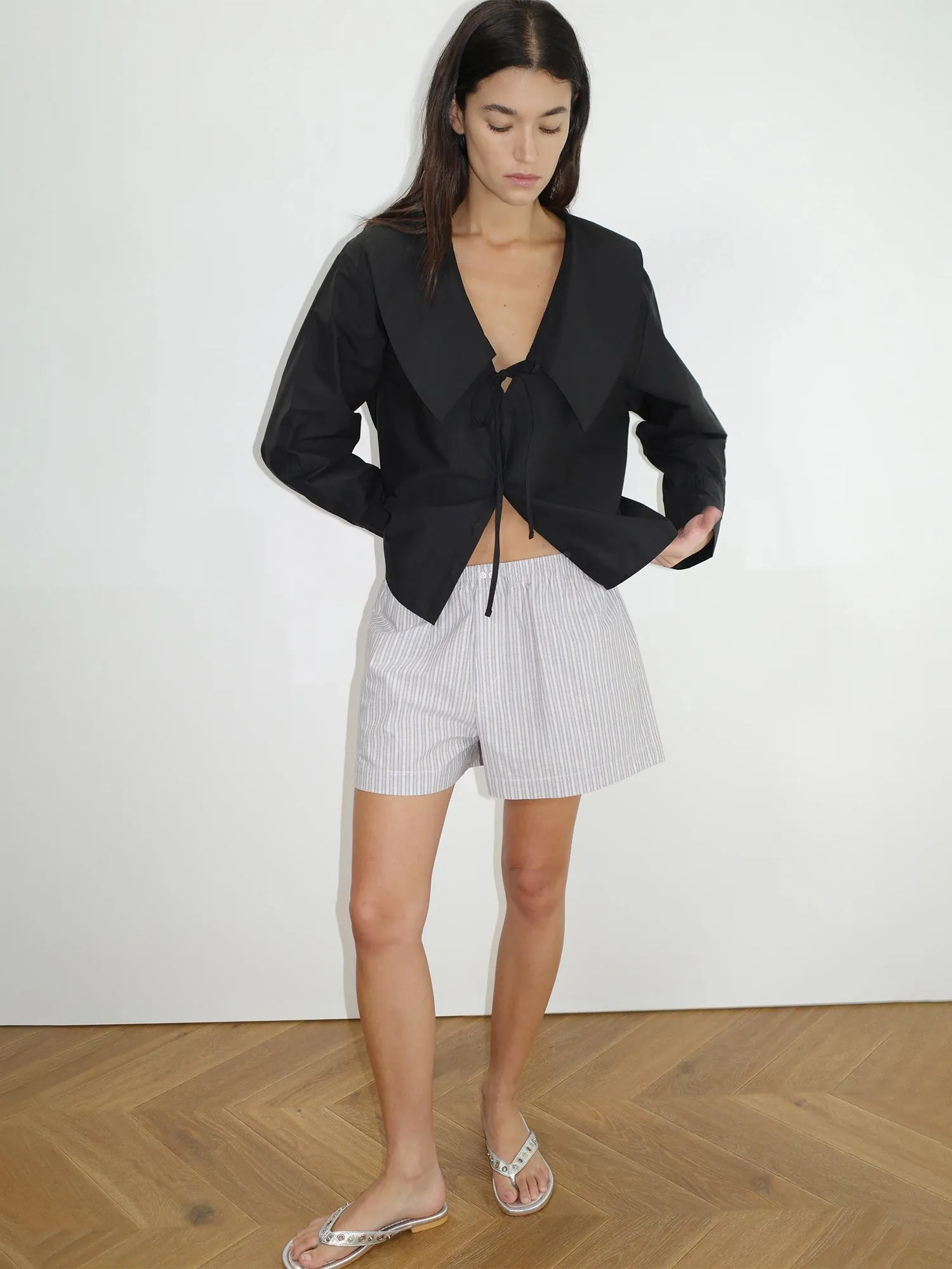 Deiji Studios Collared Tie Black Shirt