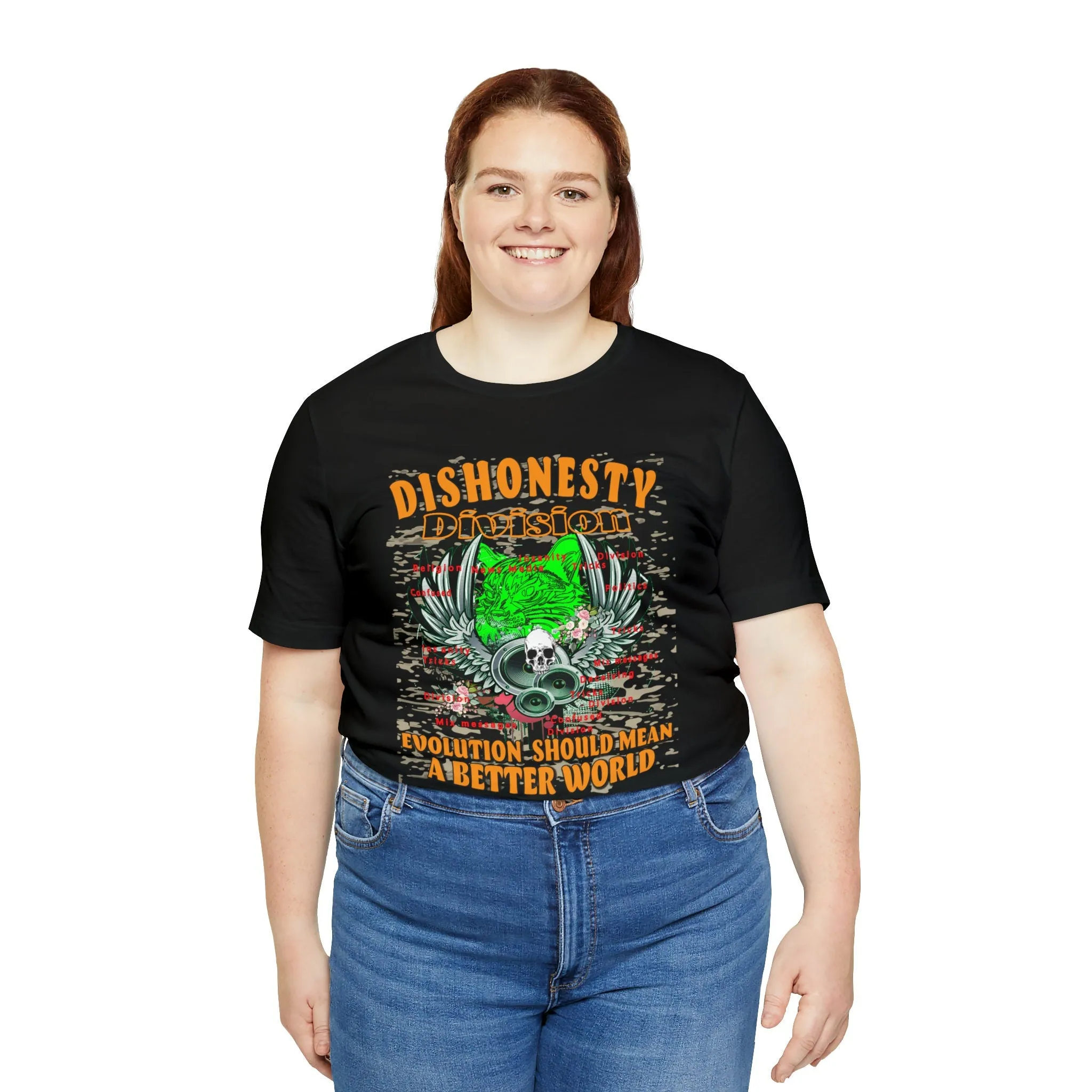 Dishonesty T-shirt | Division | Evolution Pet Shirt Pattern | Inspirational Better World T-shirt design | Streetwear Apparel
