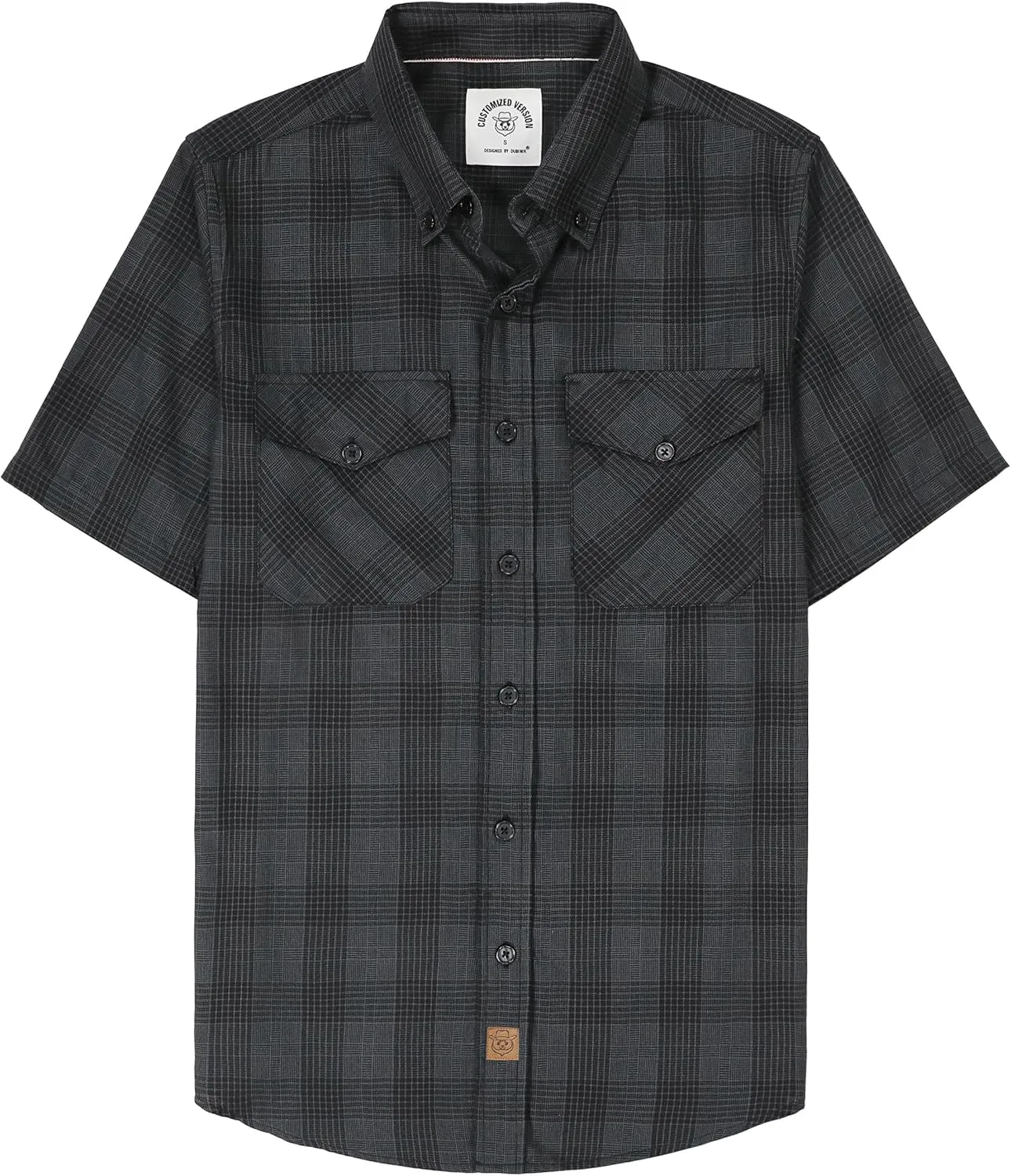 Dubinik® Mens Short Sleeve Button Down Mens Button Up Short Sleeve Two Pockets Soft Vintage Regular Fit Mens Casual Shirts