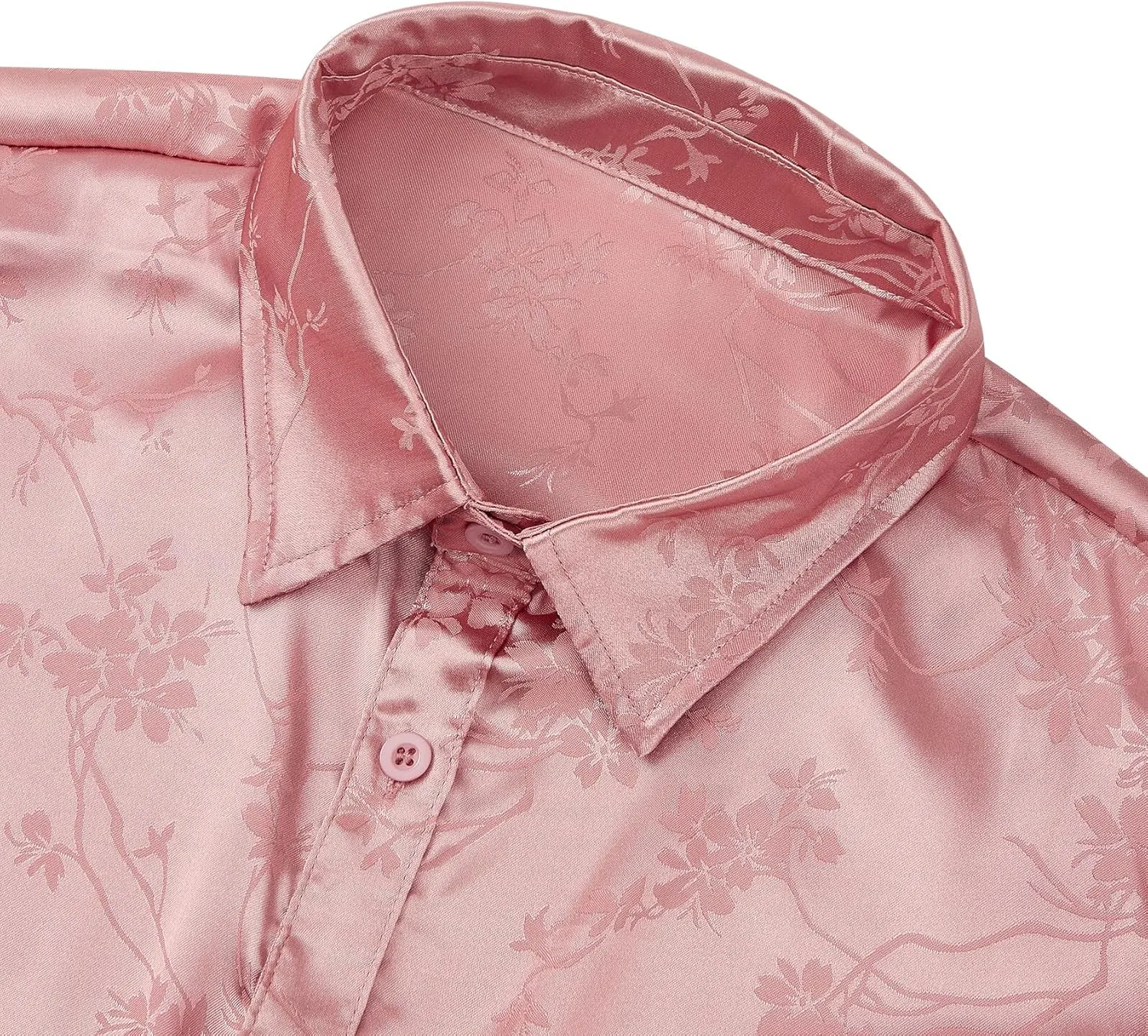 Durio Mens Silk Dress Shirts Jacquard Button Down Shirt Casual Button Up Shirts Long Sleeve Formal Shirts Prom Wedding