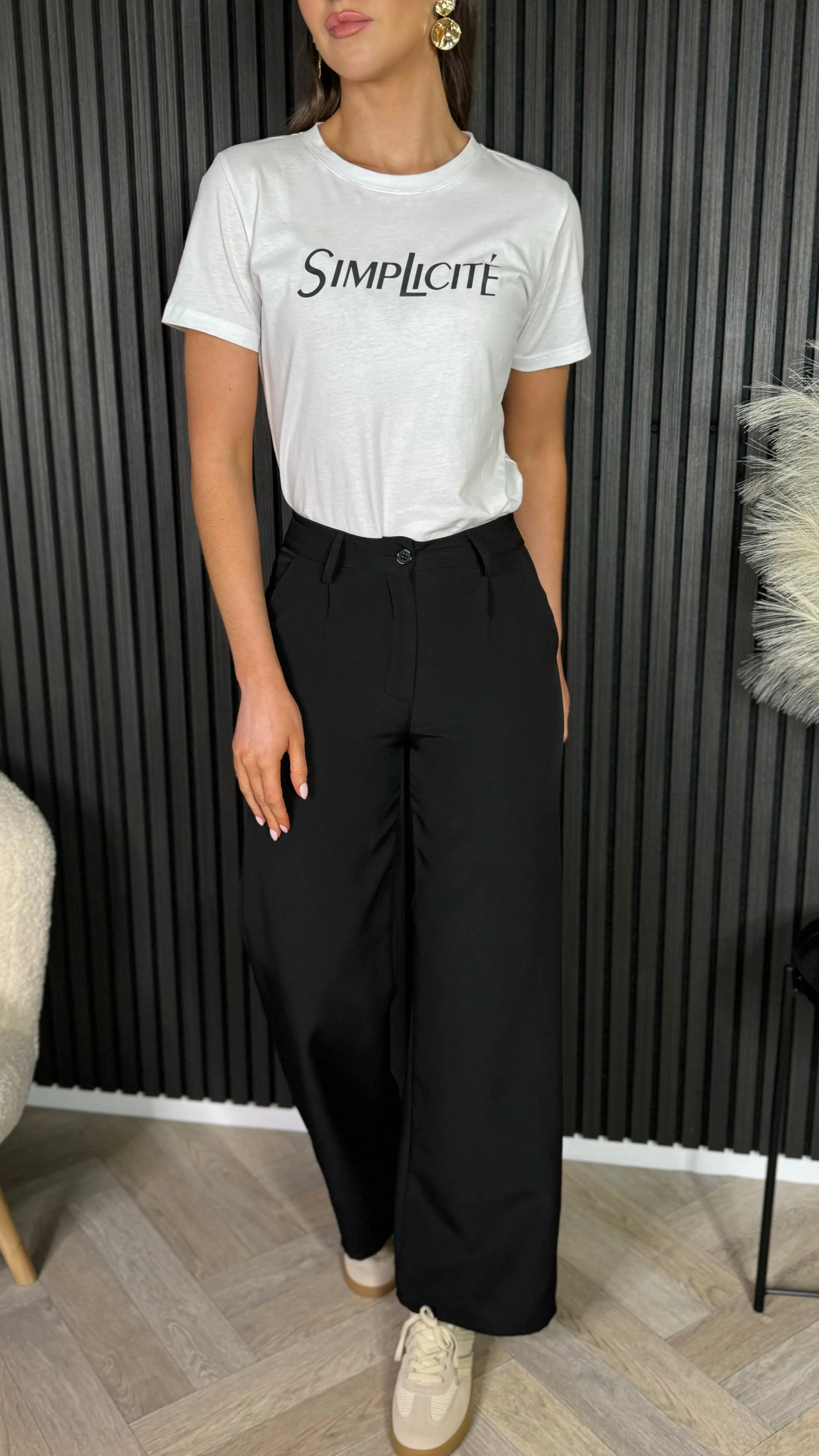 Effie Black Wide Leg Trousers