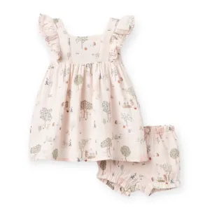 Elegant Baby Printed Muslin Dress w/ Bloomer~Garden Picnic