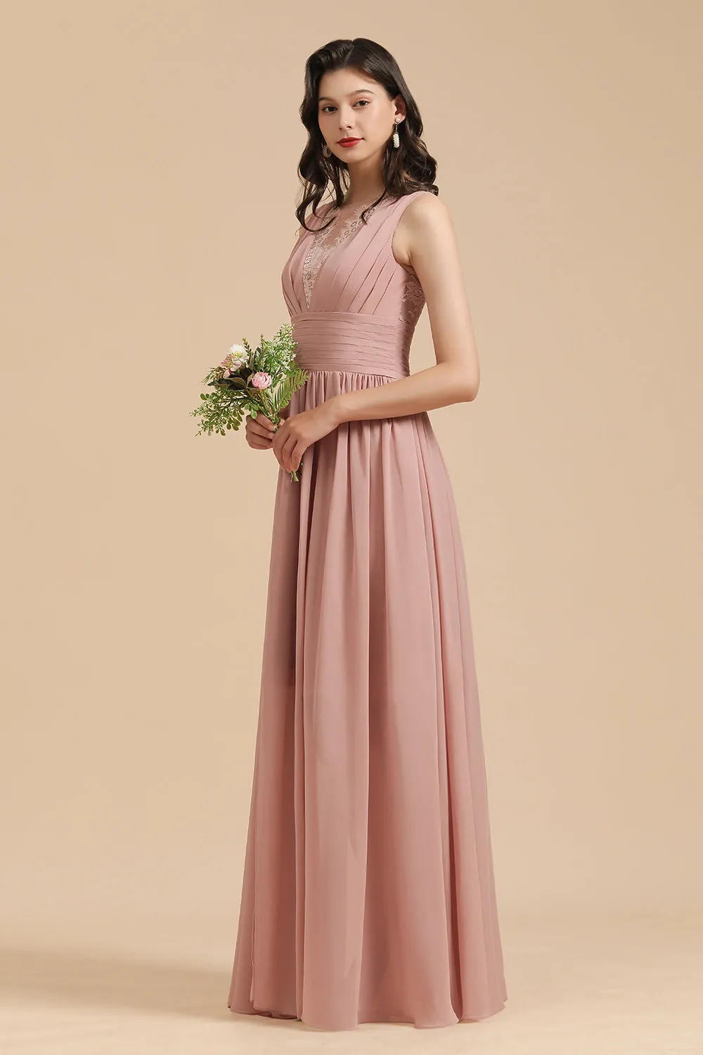 Elegant Sleeveless Aline Chiffon Wedding Party Dress Simple Bridesmaid Dress