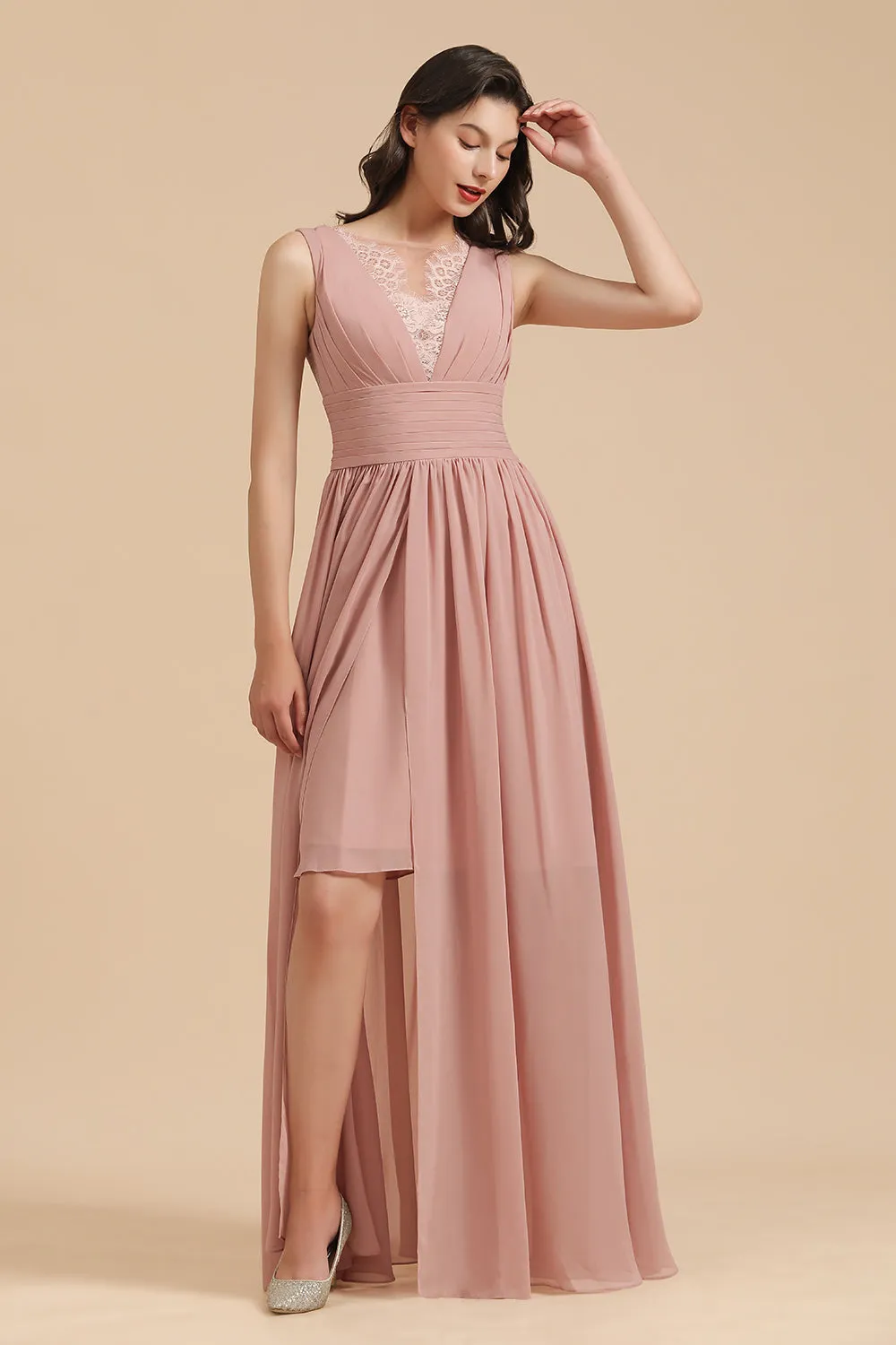 Elegant Sleeveless Aline Chiffon Wedding Party Dress Simple Bridesmaid Dress
