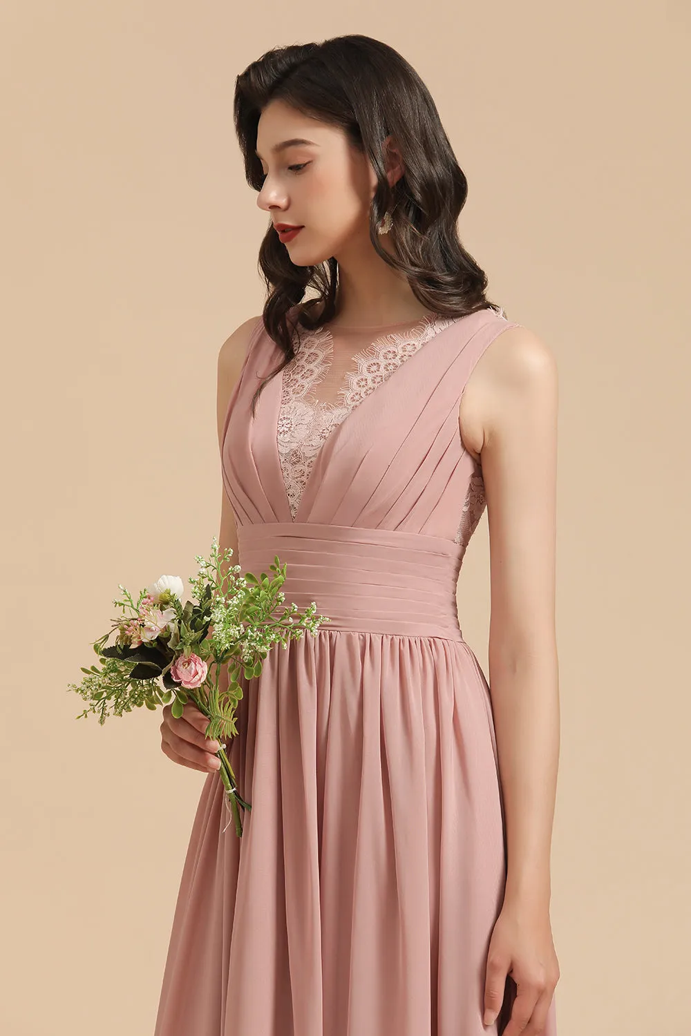 Elegant Sleeveless Aline Chiffon Wedding Party Dress Simple Bridesmaid Dress