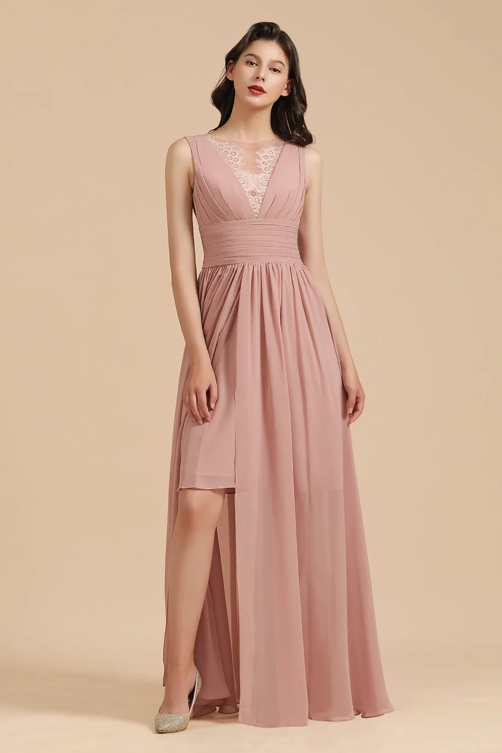 Elegant Sleeveless Aline Chiffon Wedding Party Dress Simple Bridesmaid Dress