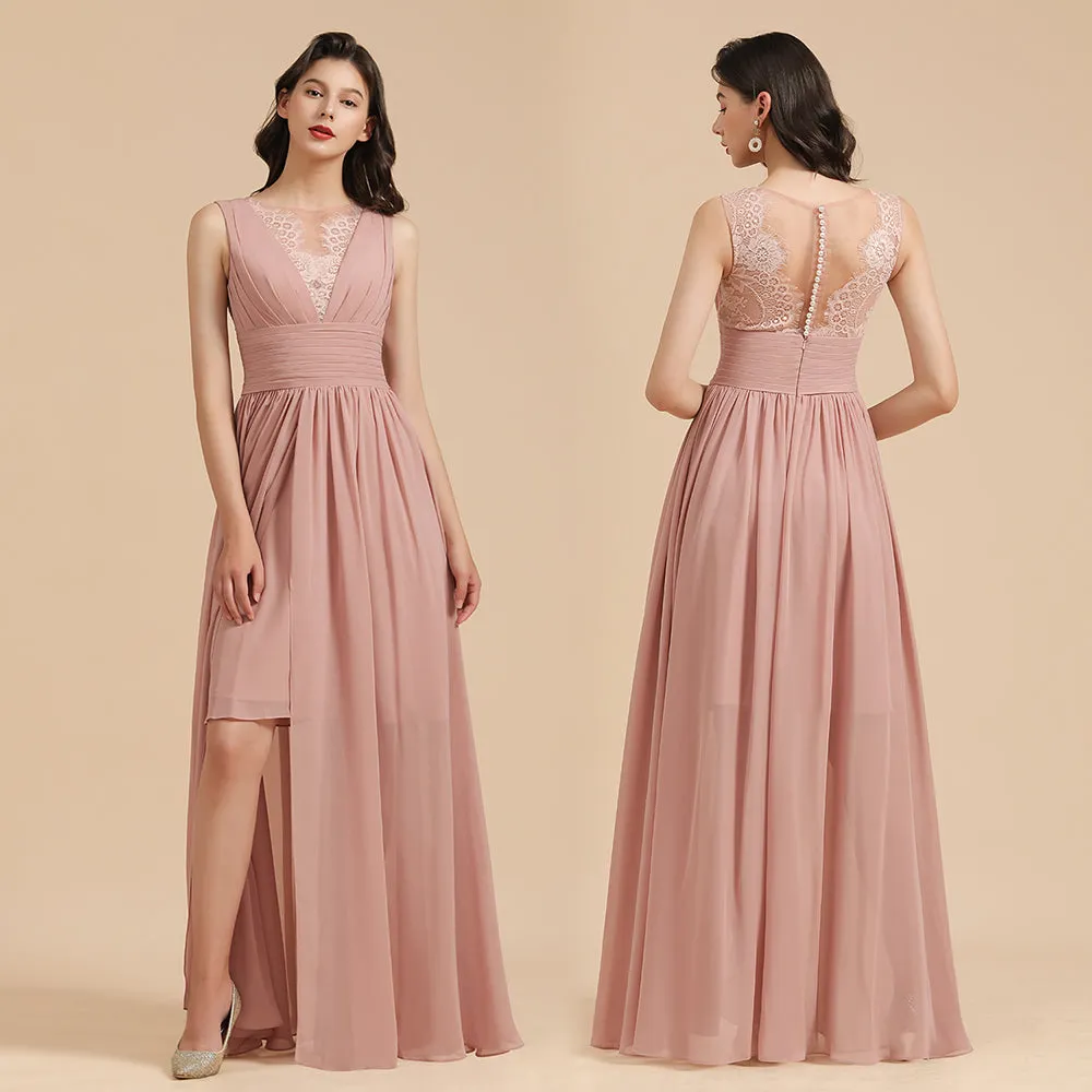 Elegant Sleeveless Aline Chiffon Wedding Party Dress Simple Bridesmaid Dress