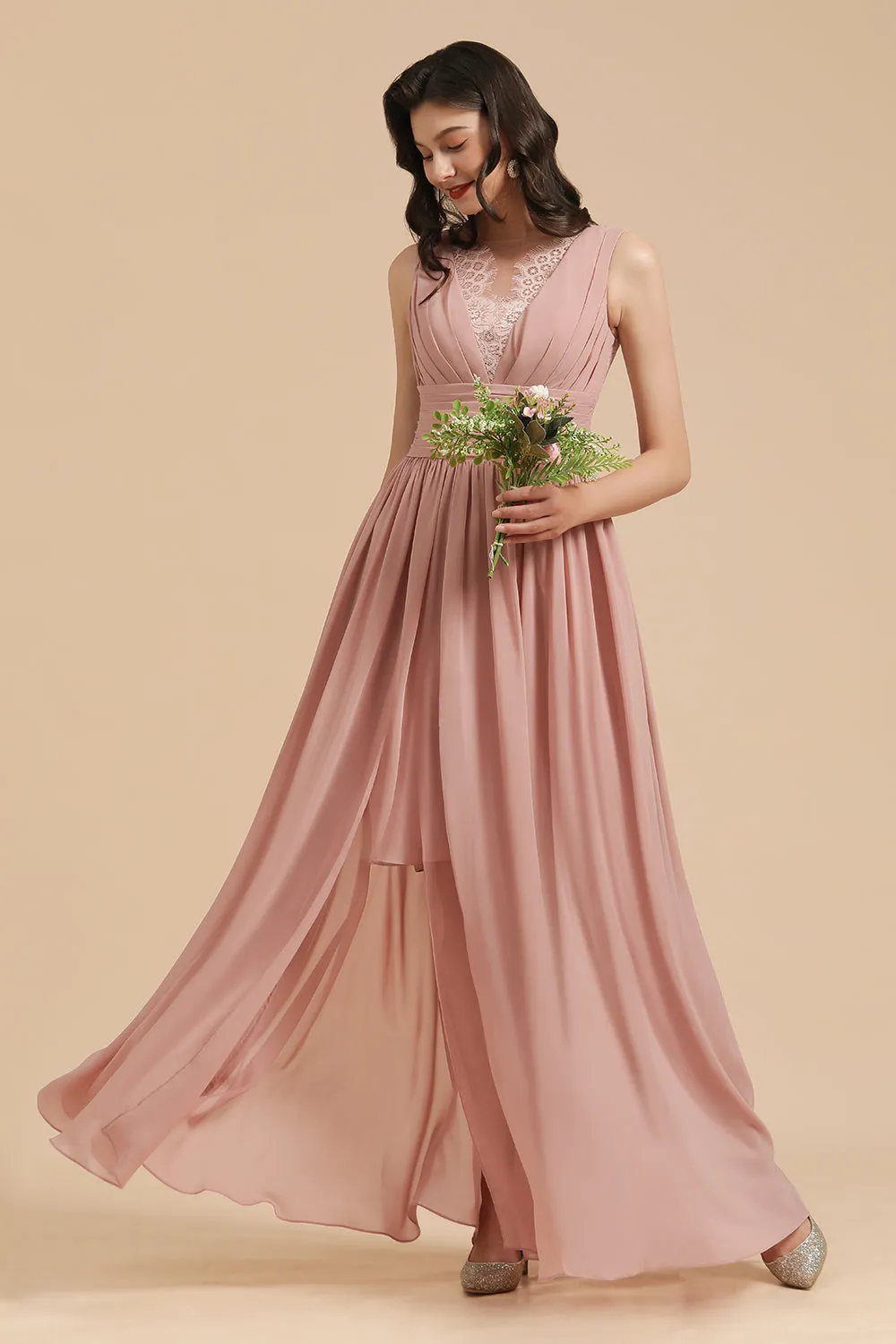 Elegant Sleeveless Aline Chiffon Wedding Party Dress Simple Bridesmaid Dress