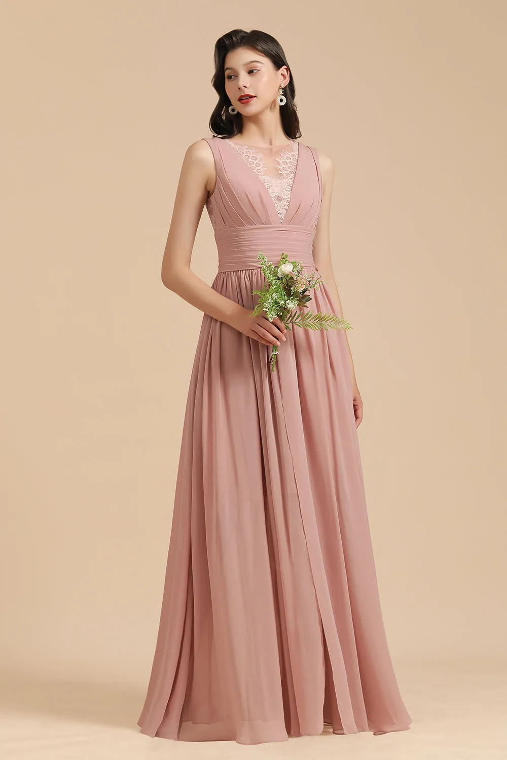 Elegant Sleeveless Aline Chiffon Wedding Party Dress Simple Bridesmaid Dress