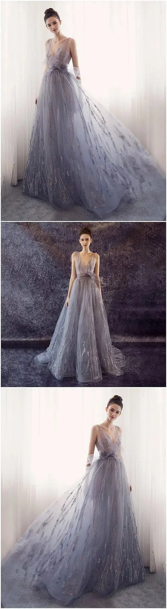 Elegant Tulle V-neck Applique Prom Dress, WGP304