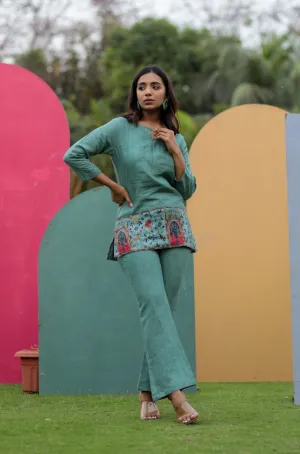 Ella Pichwai Panel Pure Linen Co-ord Set
