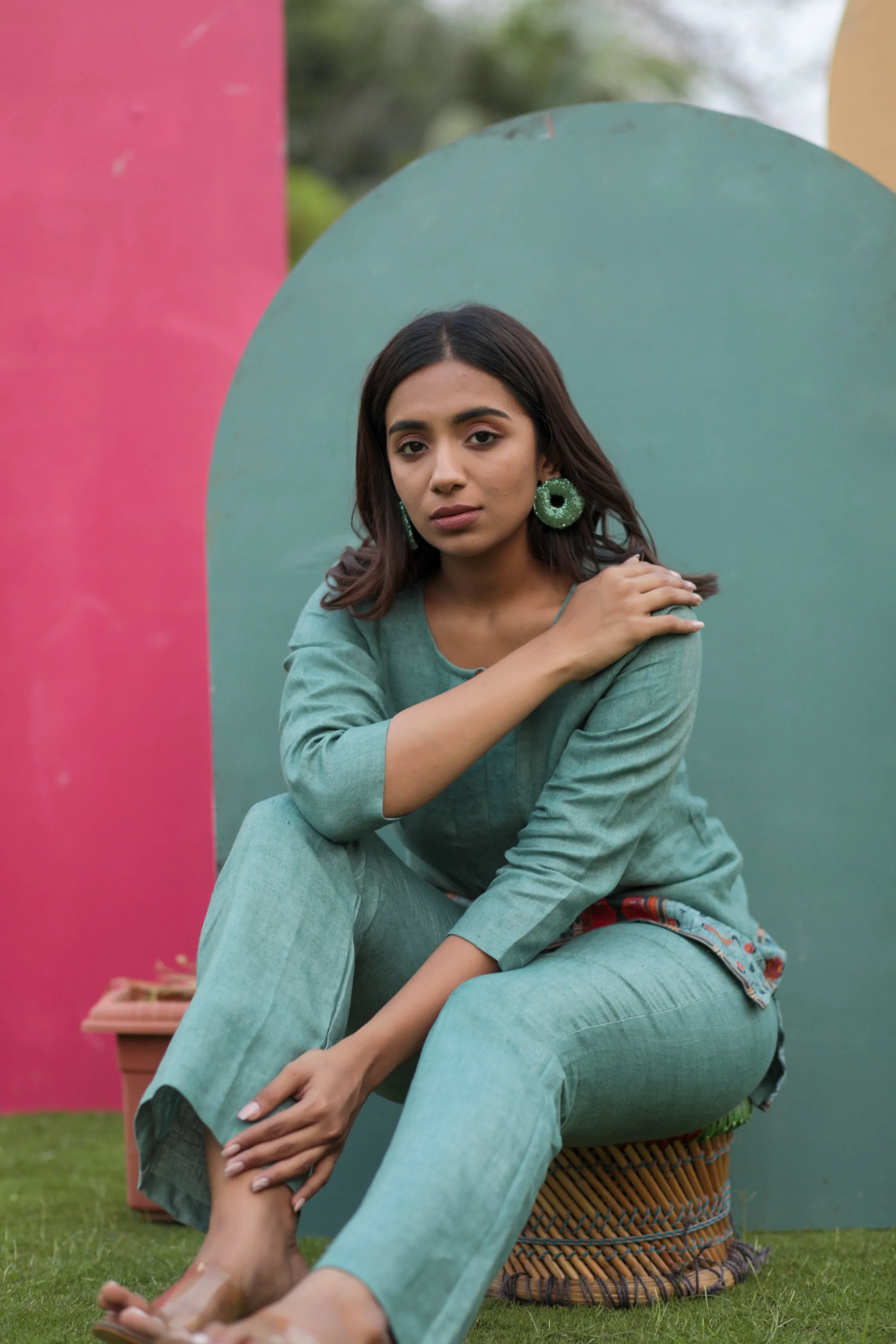 Ella Pichwai Panel Pure Linen Co-ord Set