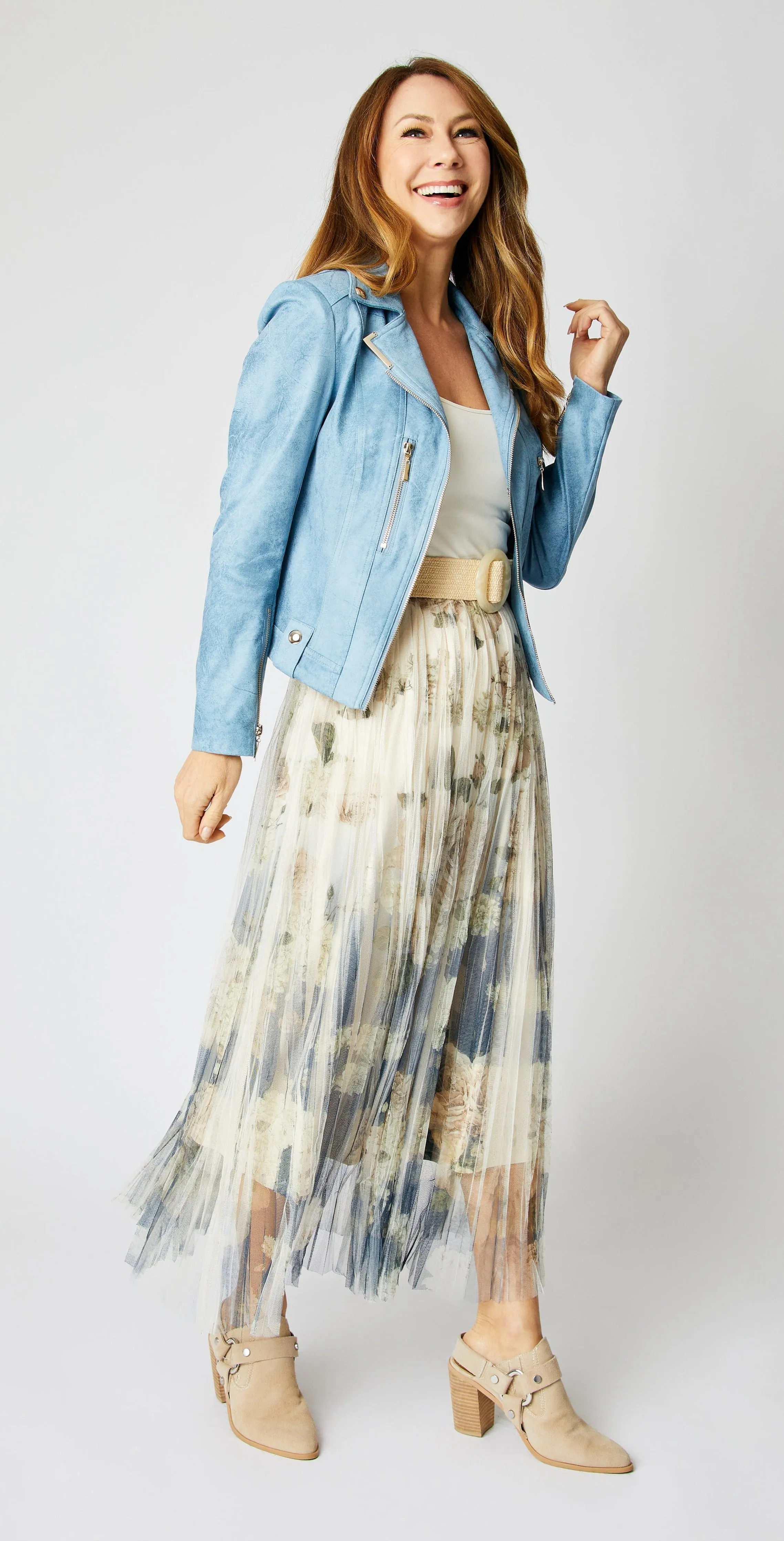 Faux Leather Denim Jacket