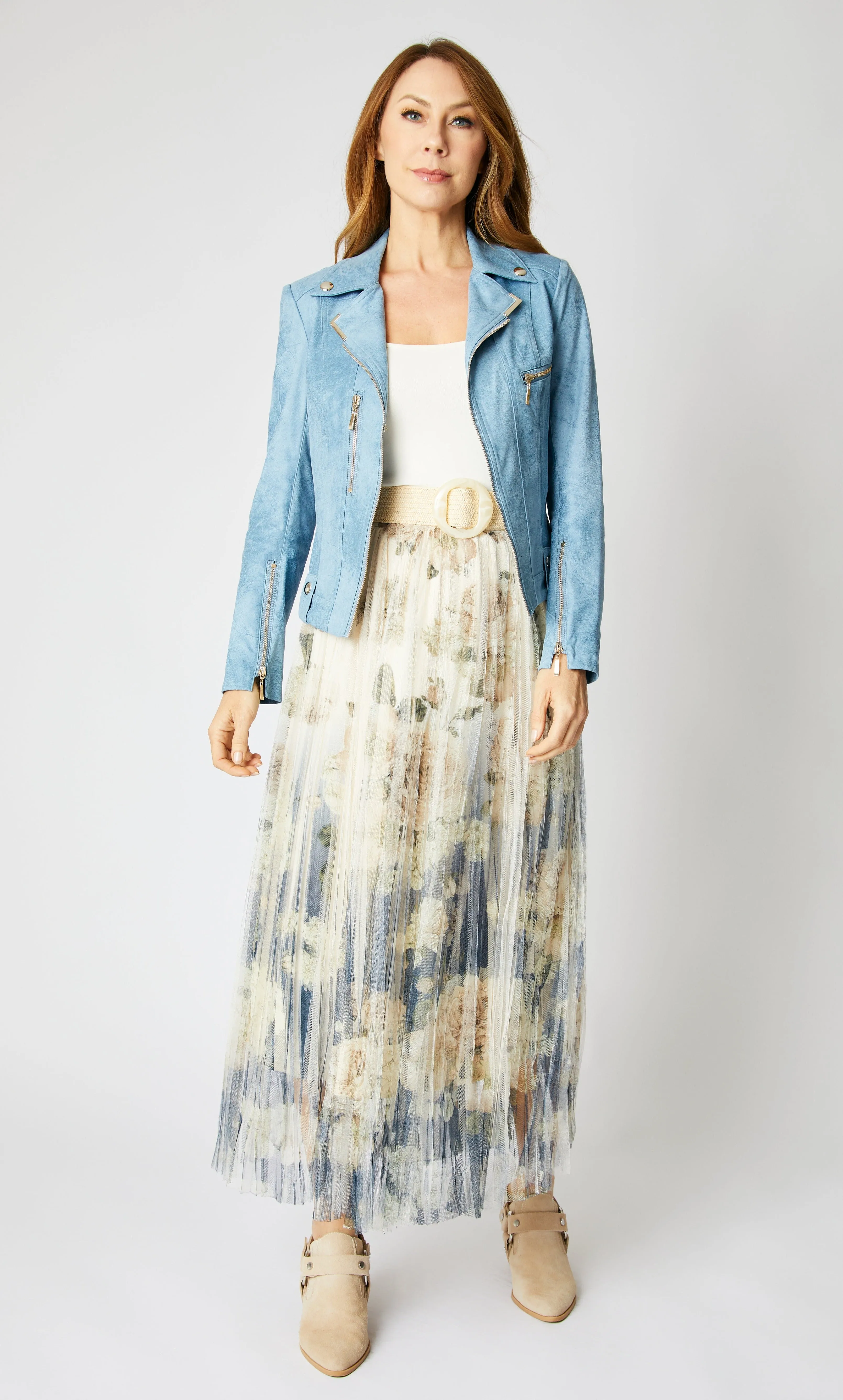 Faux Leather Denim Jacket