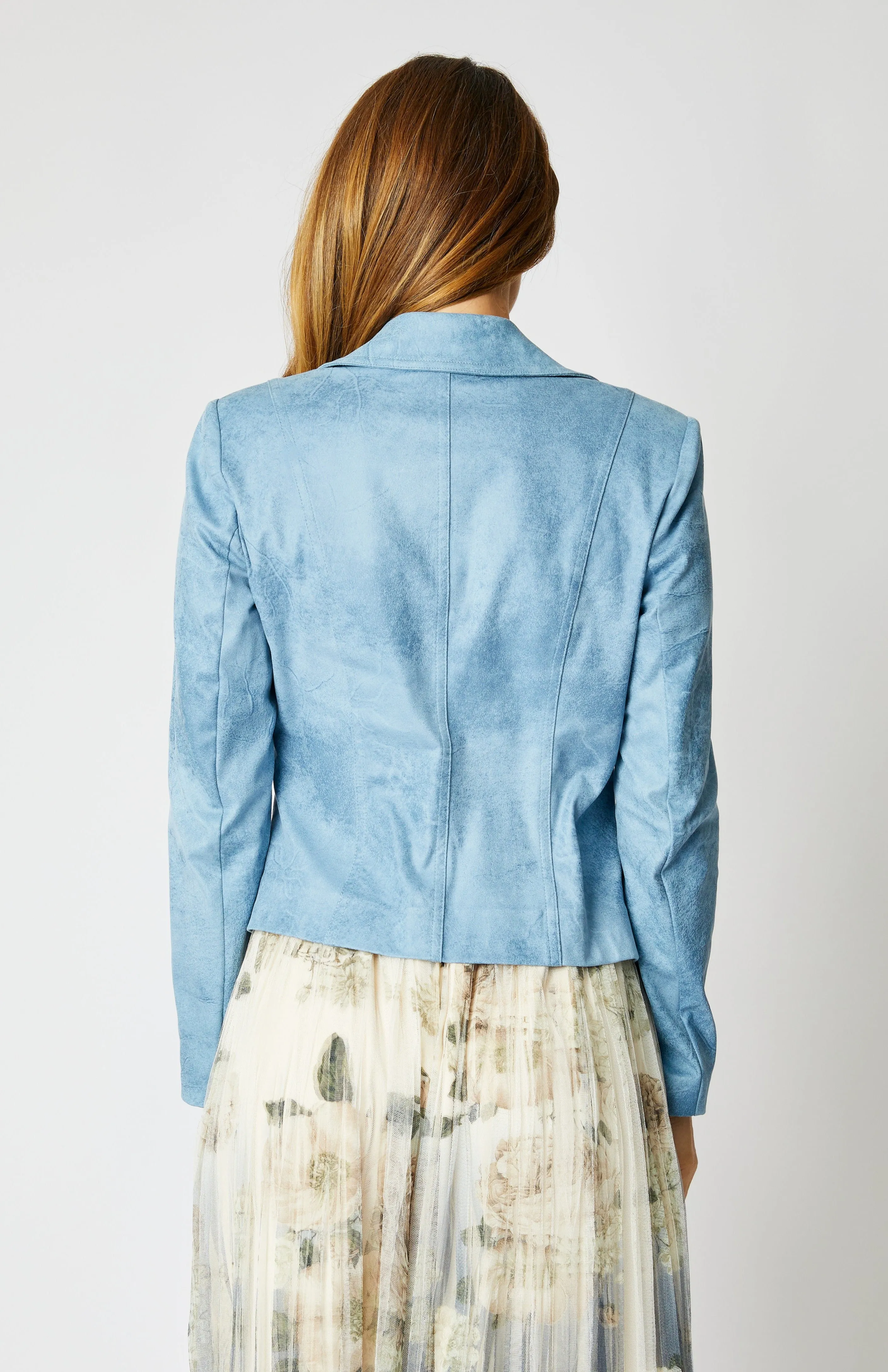 Faux Leather Denim Jacket