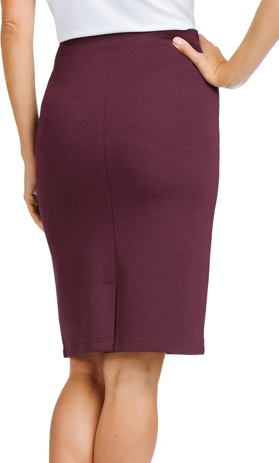 Fishers Finery Women's Ecofabric Ponte Pull On Stretch Above Knee Classic Pencil Skirt, Fitted
