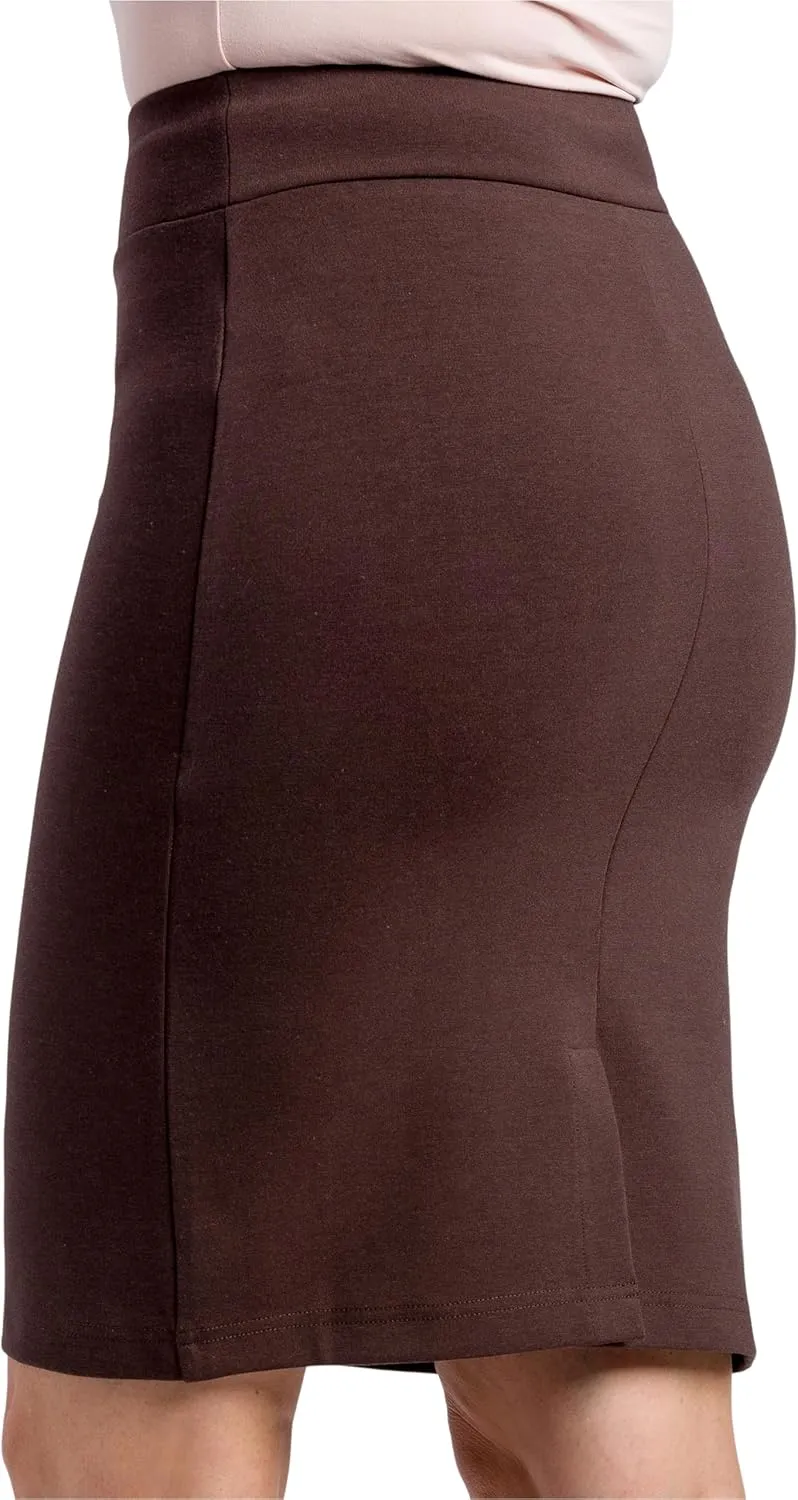 Fishers Finery Women's Ecofabric Ponte Pull On Stretch Above Knee Classic Pencil Skirt, Fitted