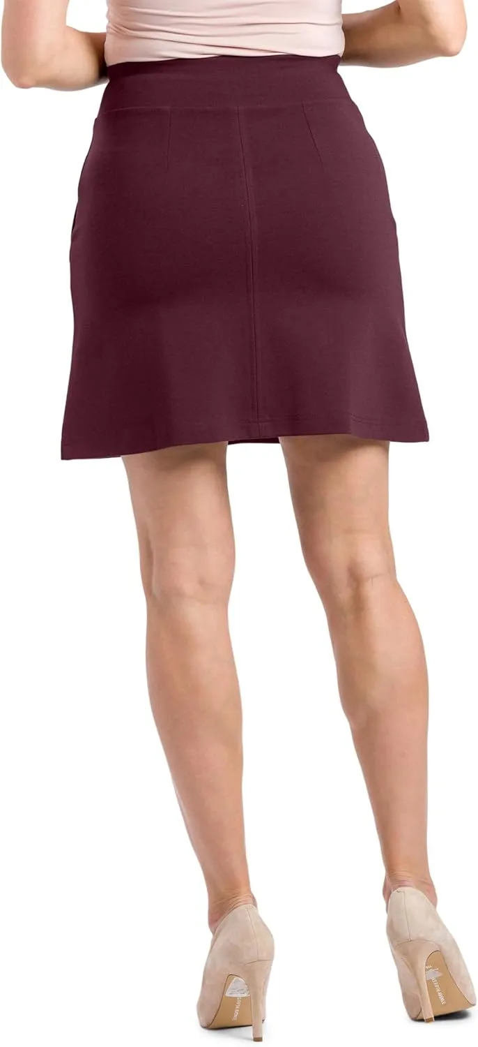 Fishers Finery Women's Ecofabric Ponte Stretch A-Line Skirt with Side Pockets