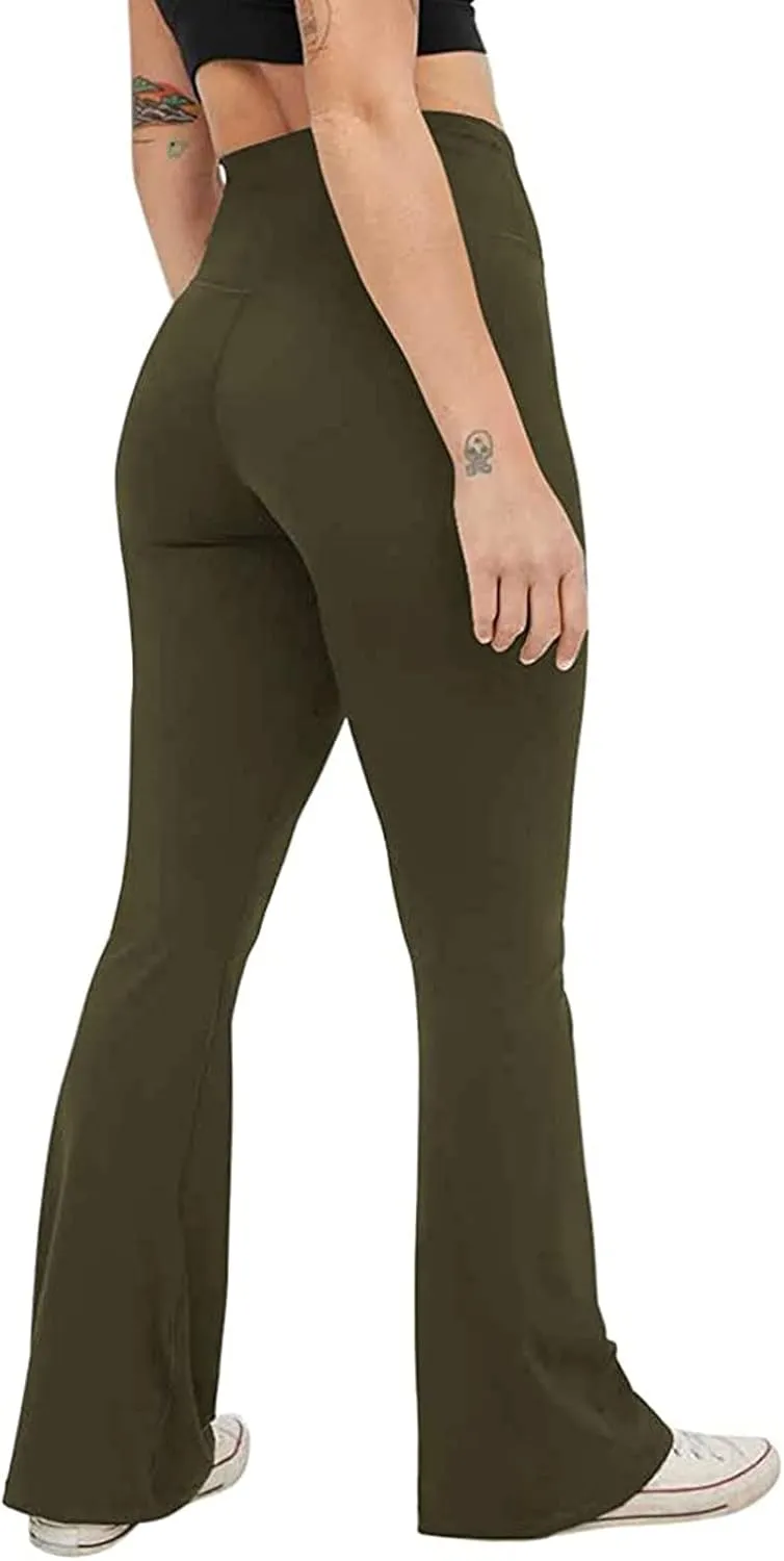Flare Yoga Pants Womens High Waist Sports Workout Running Straight Leg Pant Plus Size Sexy Fitness Breathable Trousers